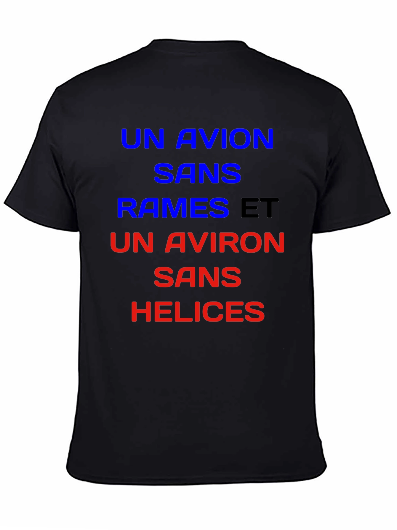 Black Un Avion T-Shirt - French Slogan Tee view 4