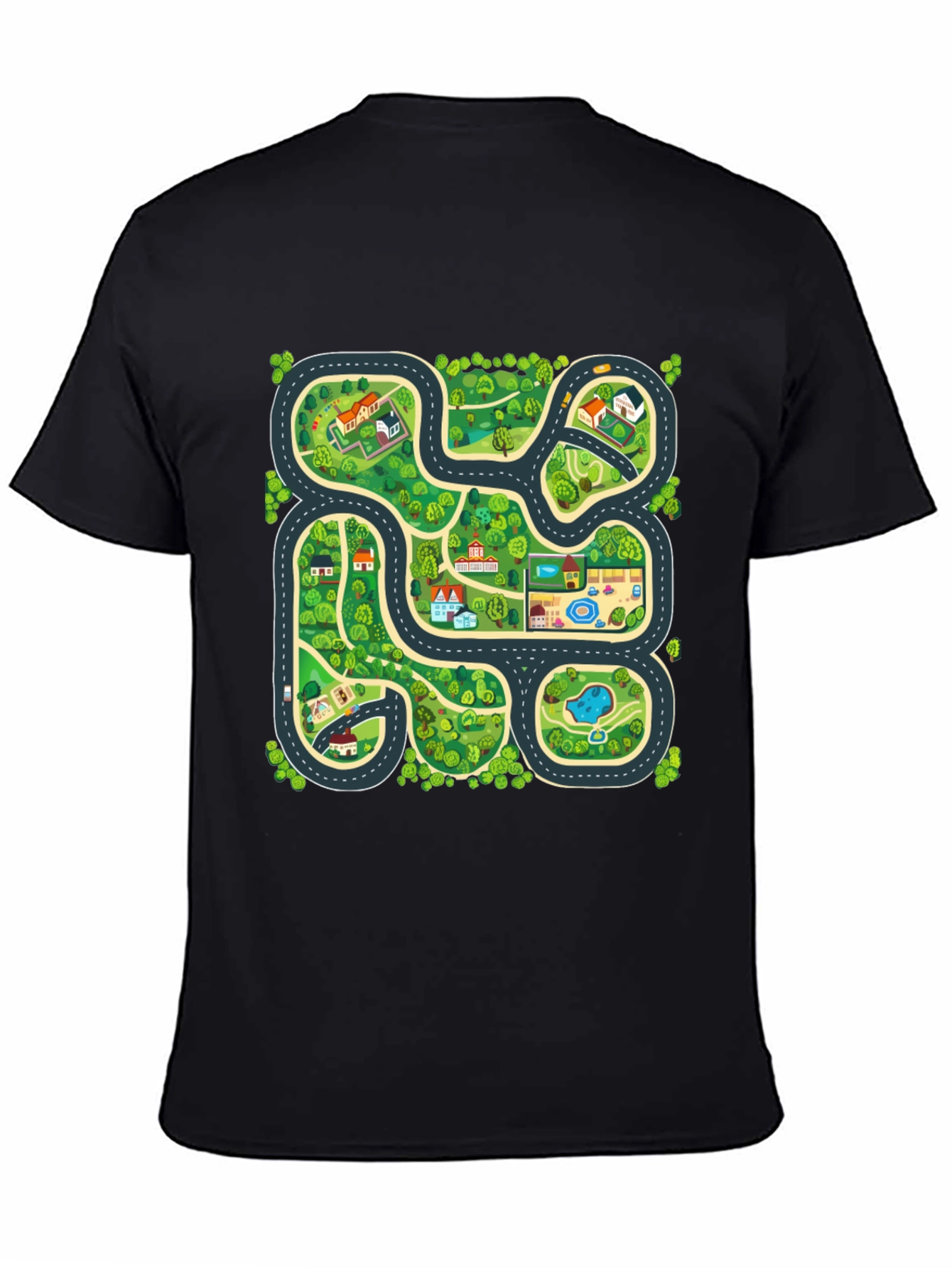 Black City Map Graphic T-Shirt - Playful Design, Soft Cotton view 4
