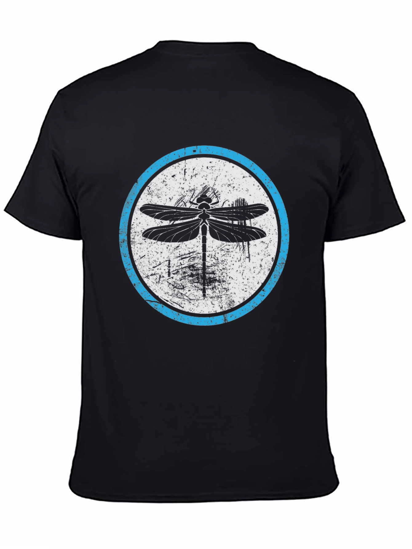 Black Dragonfly Graphic Tee - Black Casual Cotton T-Shirt view 4