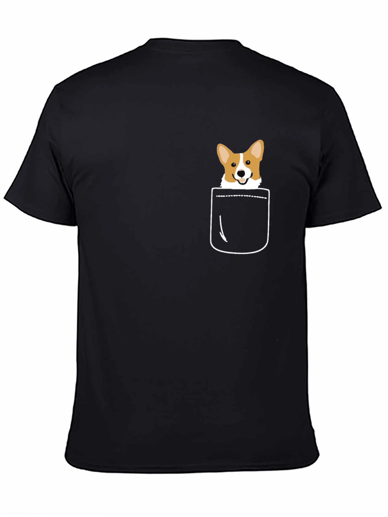 Black Corgi Pocket T-Shirt - Cute Dog Graphic Tee view 4