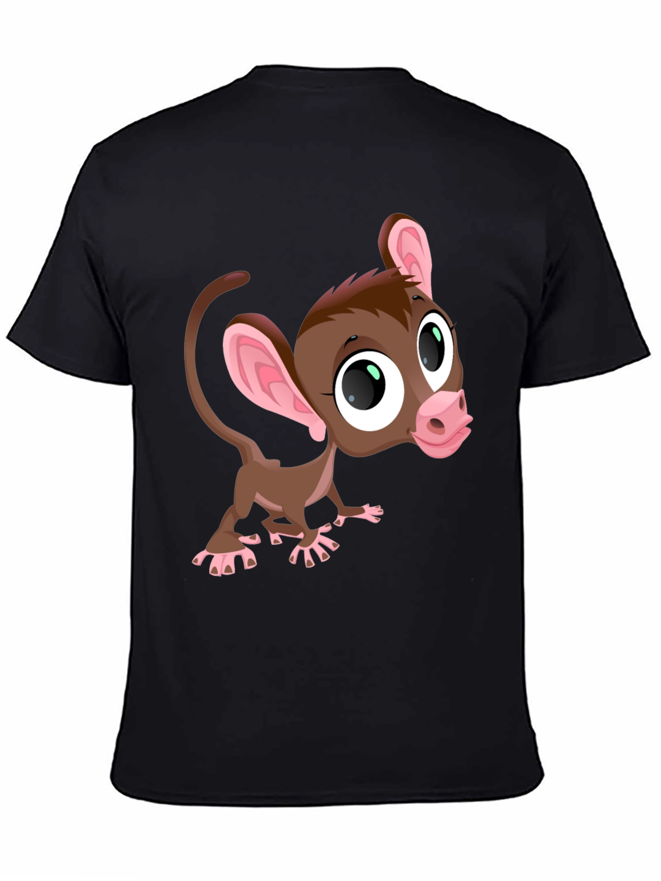 Black Cute Cartoon Monkey Graphic Tee - Black view 4