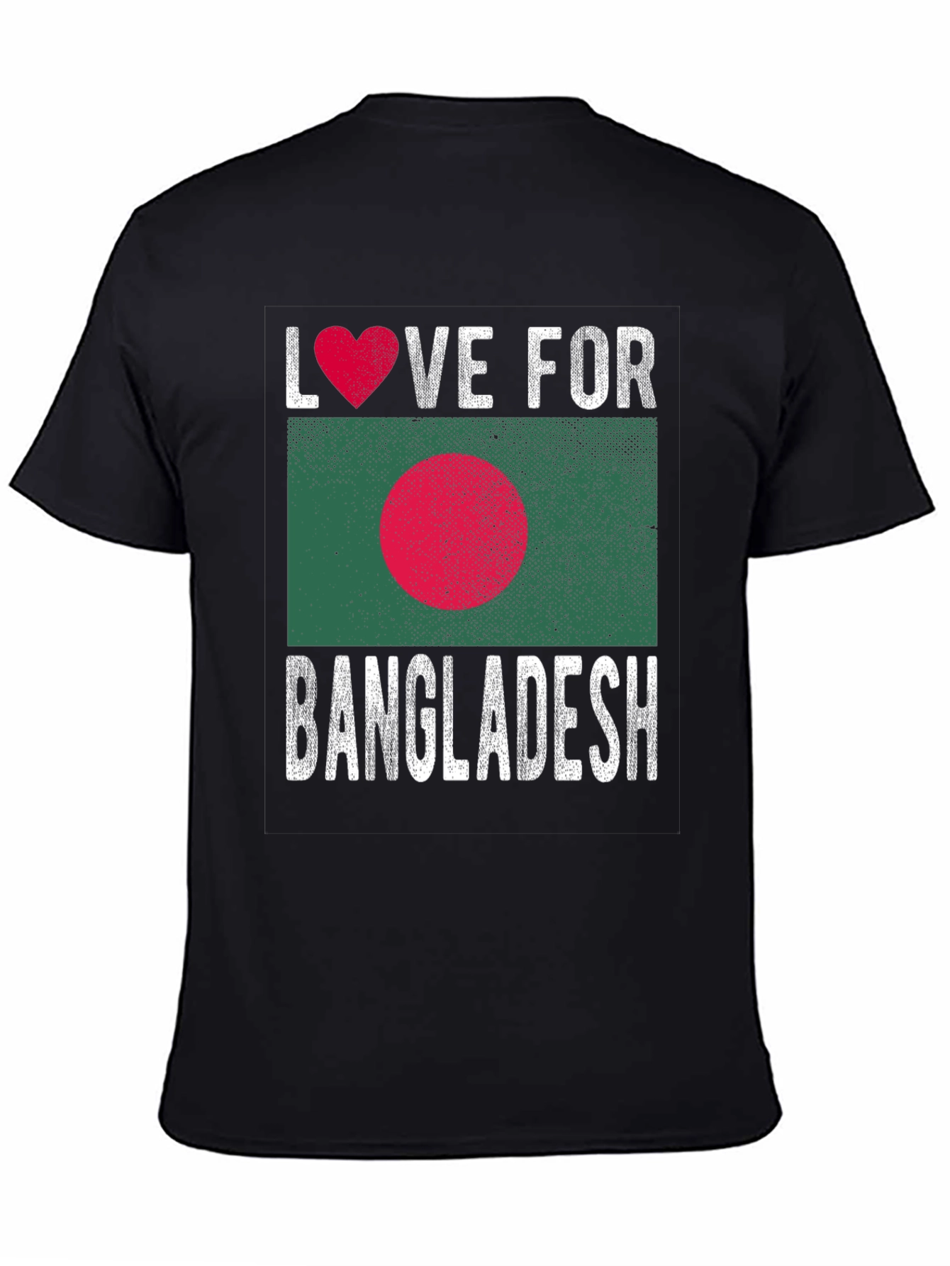 Black Love for Bangladesh T-Shirt - Heart Flag Design view 4