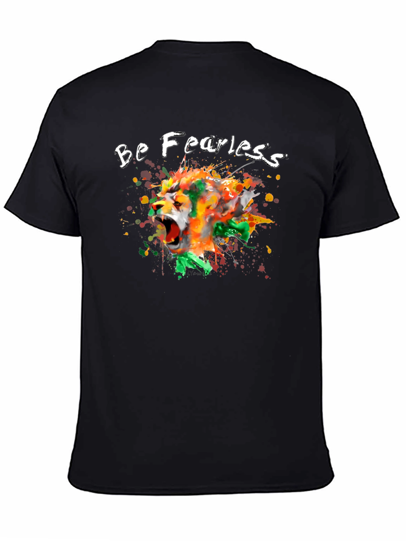 Black Be Fearless Lion Graphic Black T-Shirt view 4