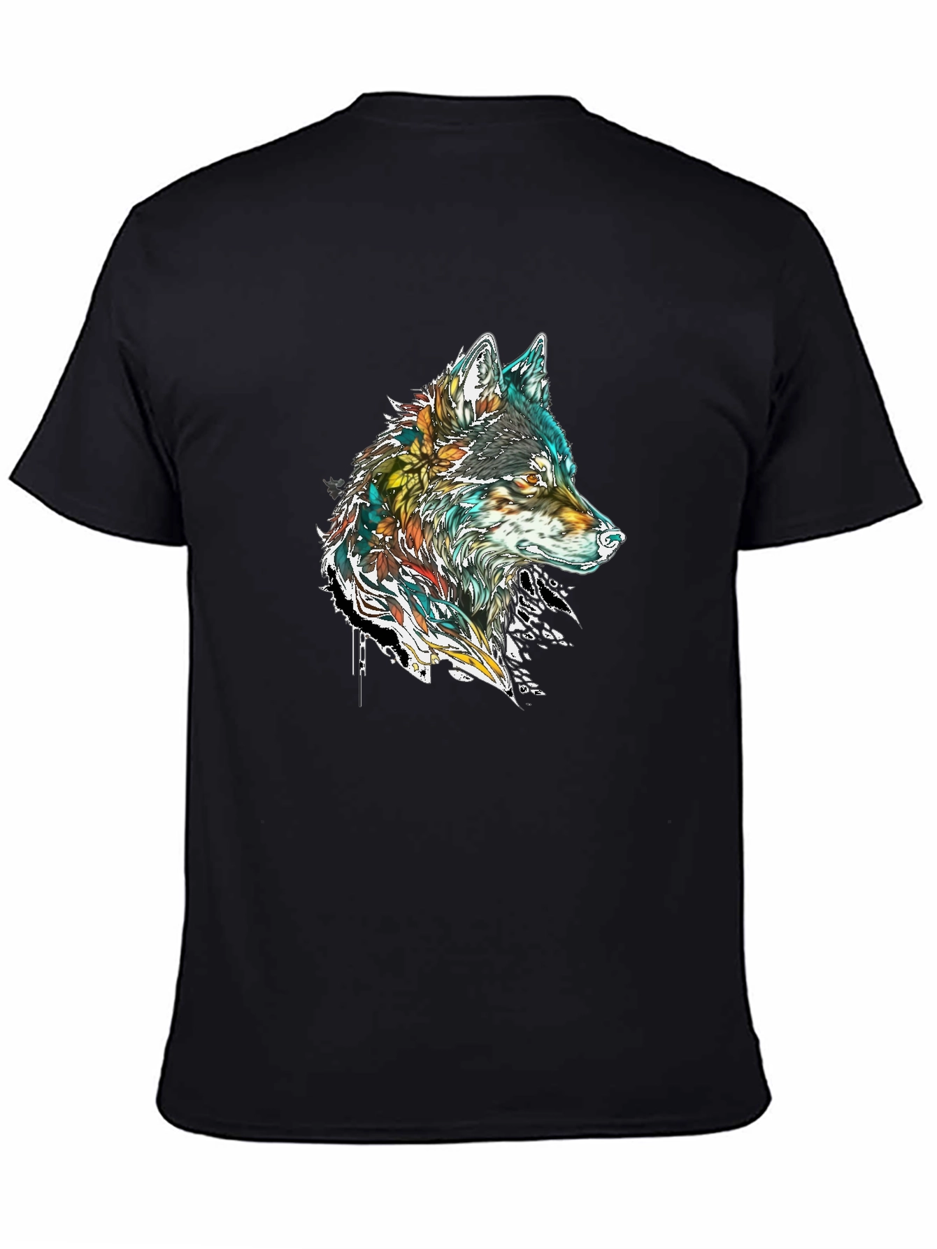 Black Wolf Graphic Print Black T-Shirt view 4