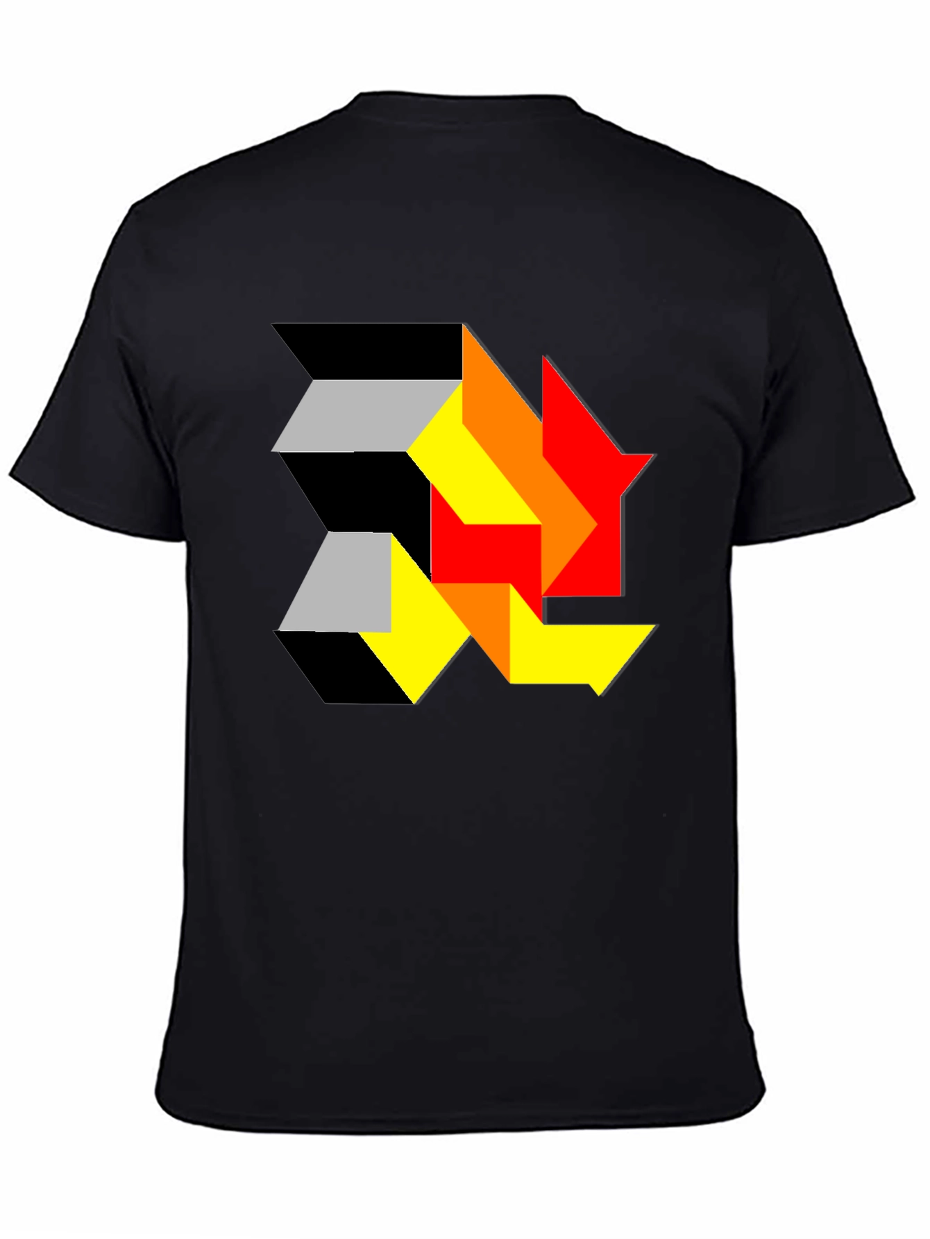 Black Abstract Geometric T-Shirt - Modern Art Design view 4