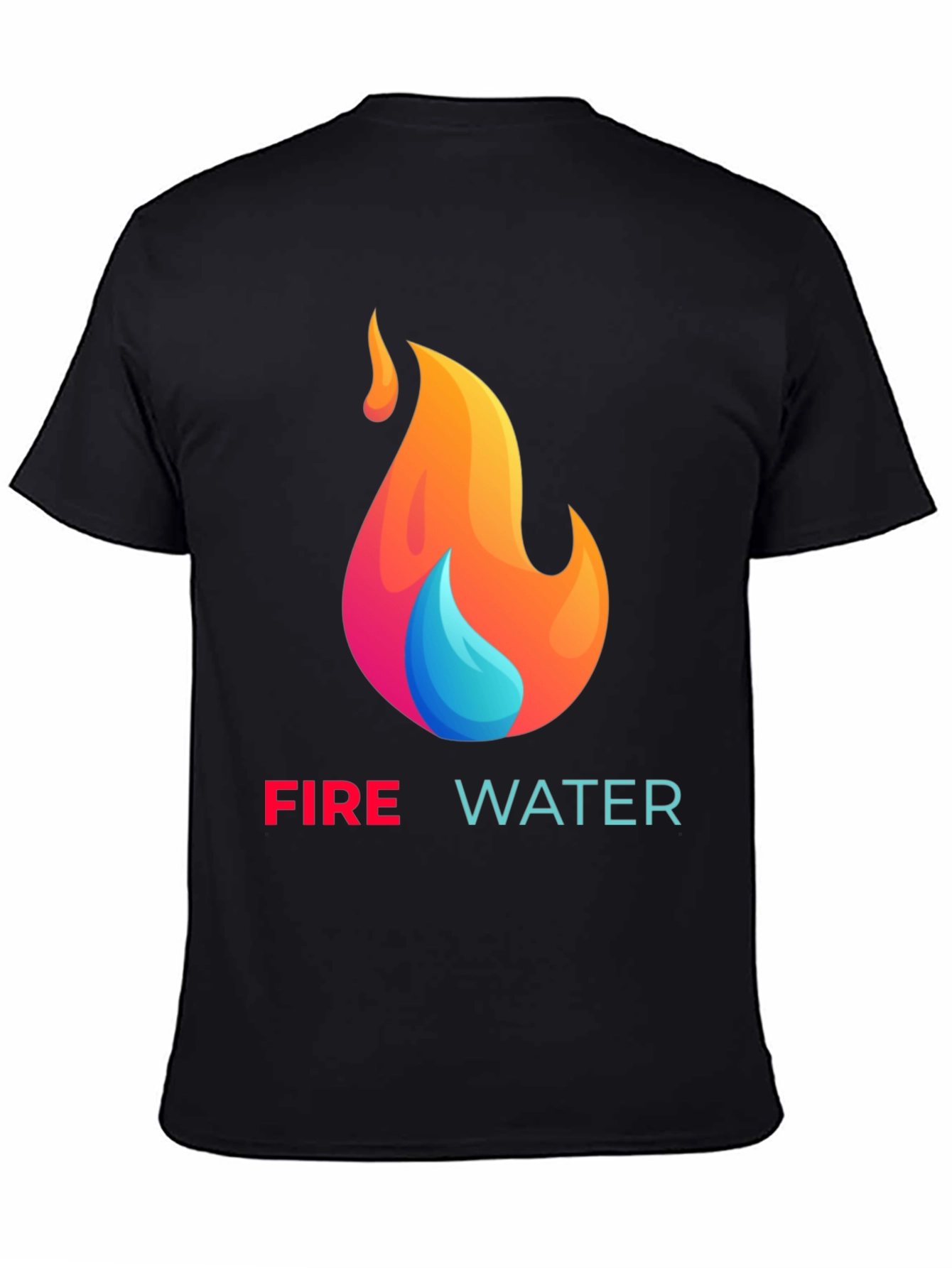 Fire and Water Graphic T-Shirt - Black Cotton Tee - 4