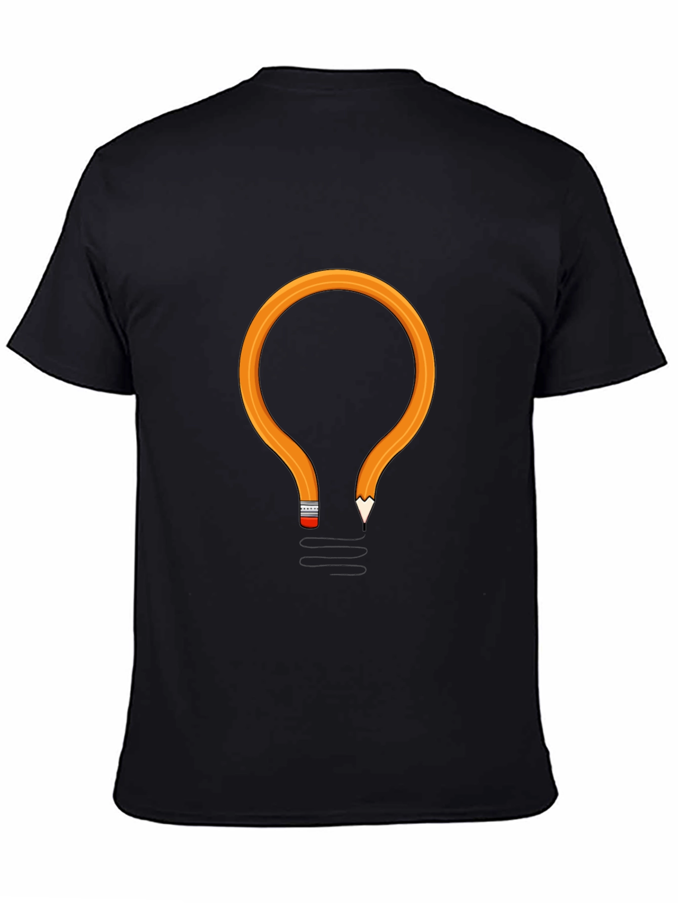 Black Pencil Lightbulb Graphic Tee - Black Cotton T-Shirt view 4