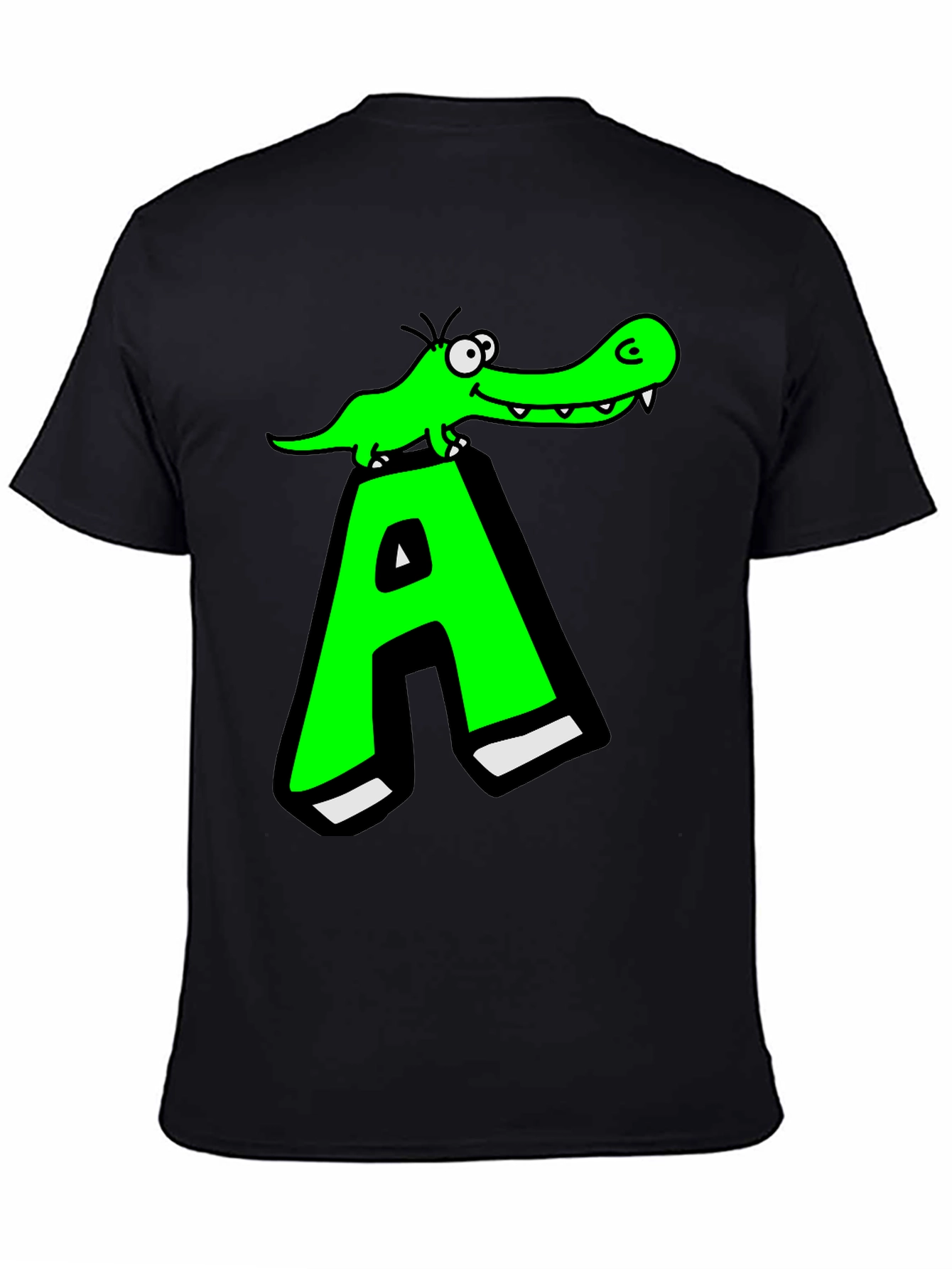 Black Funny Alligator 'A' Graphic T-Shirt view 4