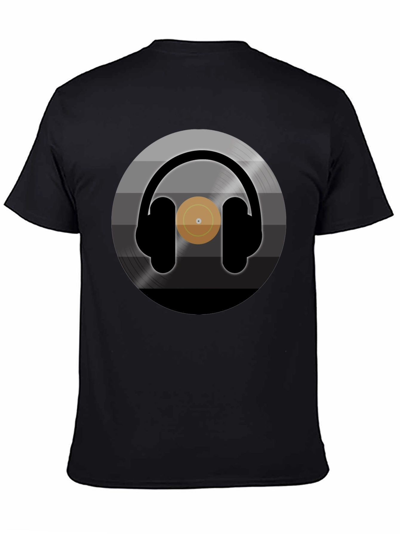 Black Headphones Record Graphic T-Shirt - Music Lover Tee view 4