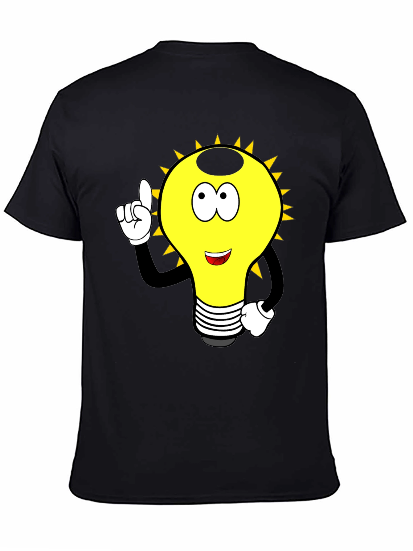 Black Cartoon Light Bulb Graphic Tee - Black view 4
