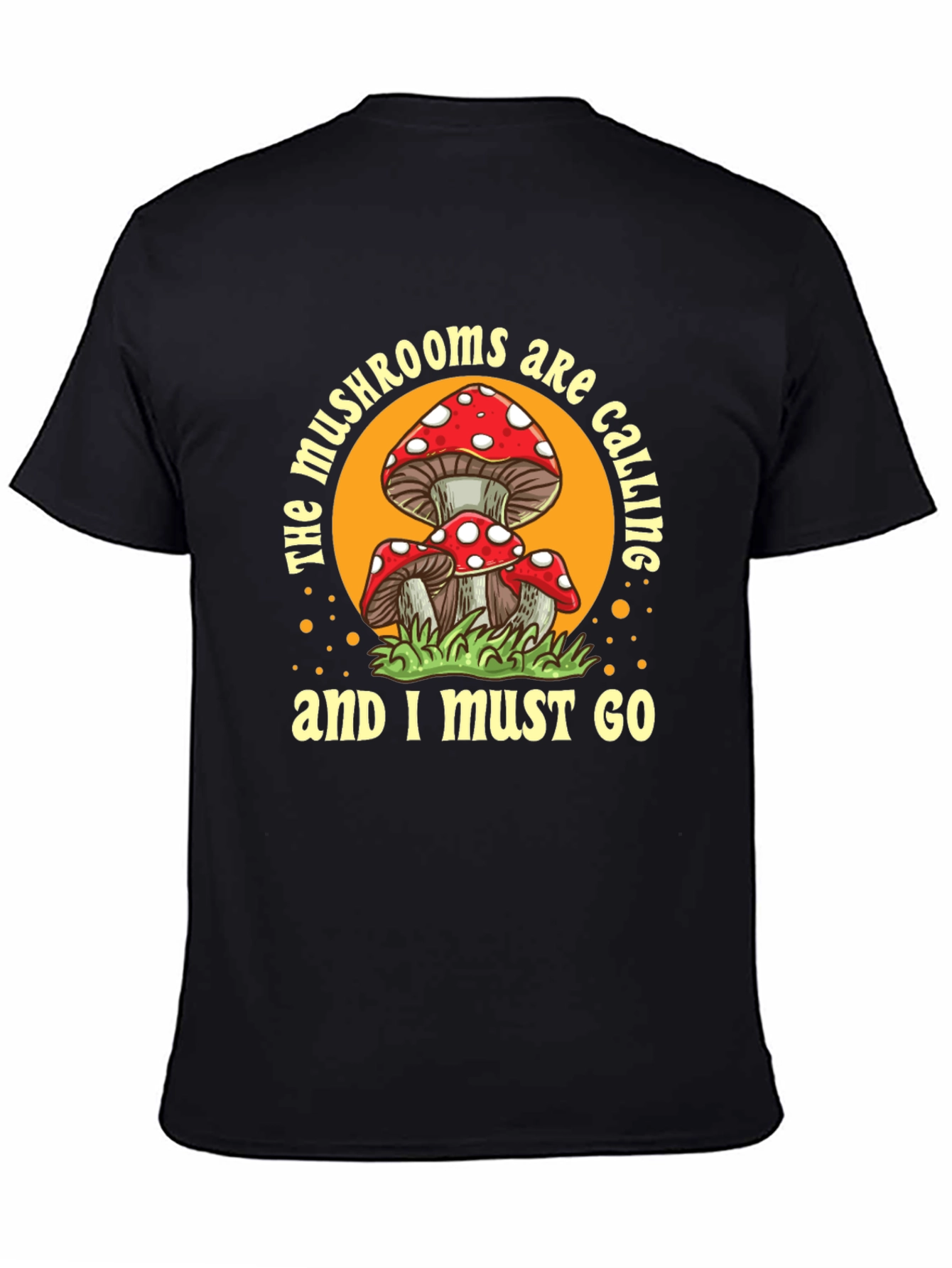 Black Mushroom Calling T-Shirt view 4