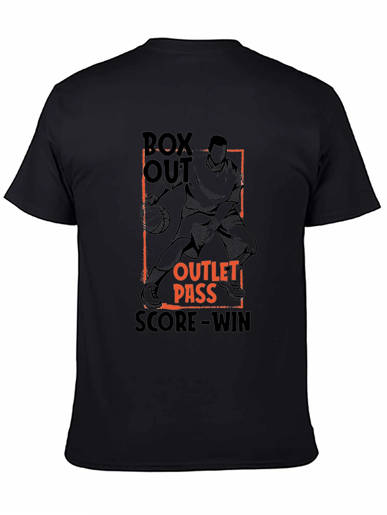 Black Basketball Graphic T-Shirt: Box Out, Pass, Score view 4