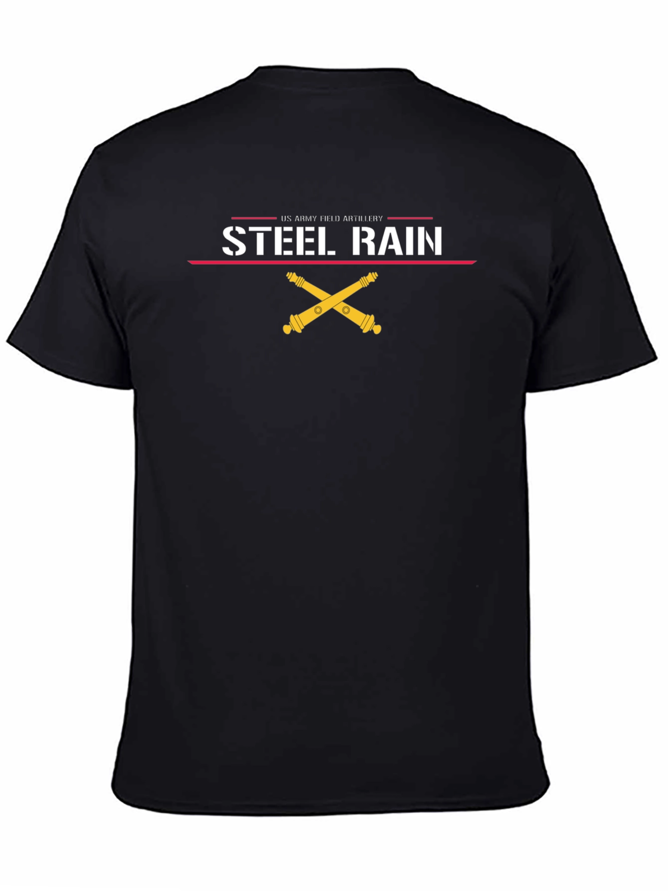 Black Steel Rain US Army Artillery Graphic T-Shirt view 4