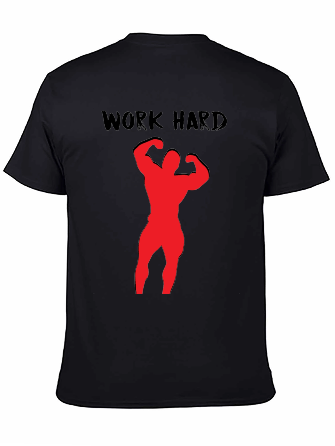Black Work Hard Bodybuilding Black T-Shirt view 4