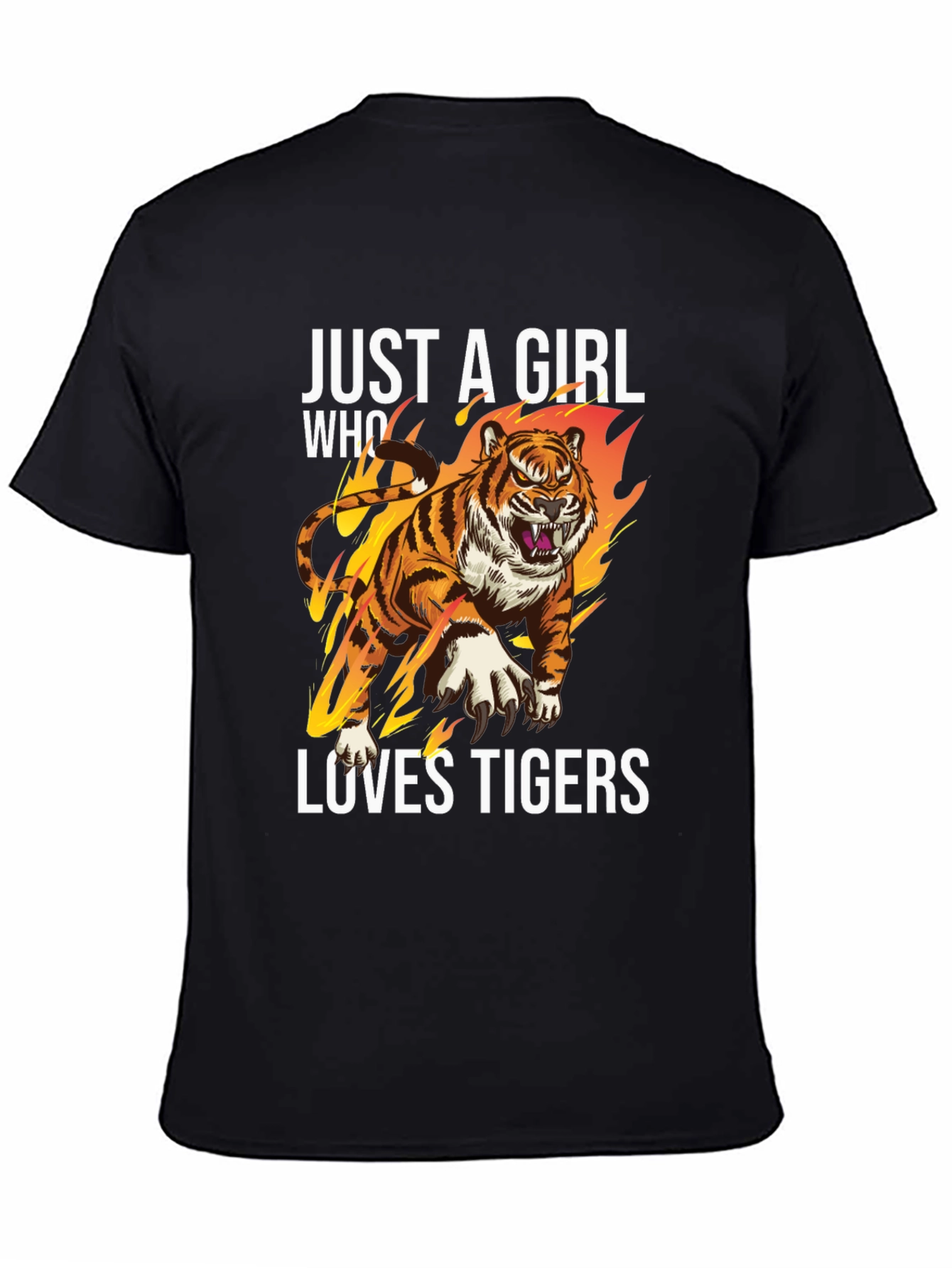 Black Just A Girl Who Loves Tigers Graphic T-Shirt view 4