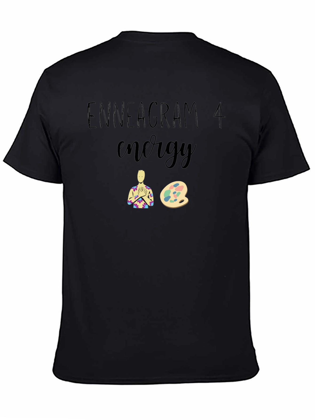 Black Enneagram 4 Energy Graphic Tee - Black Cotton Blend view 4
