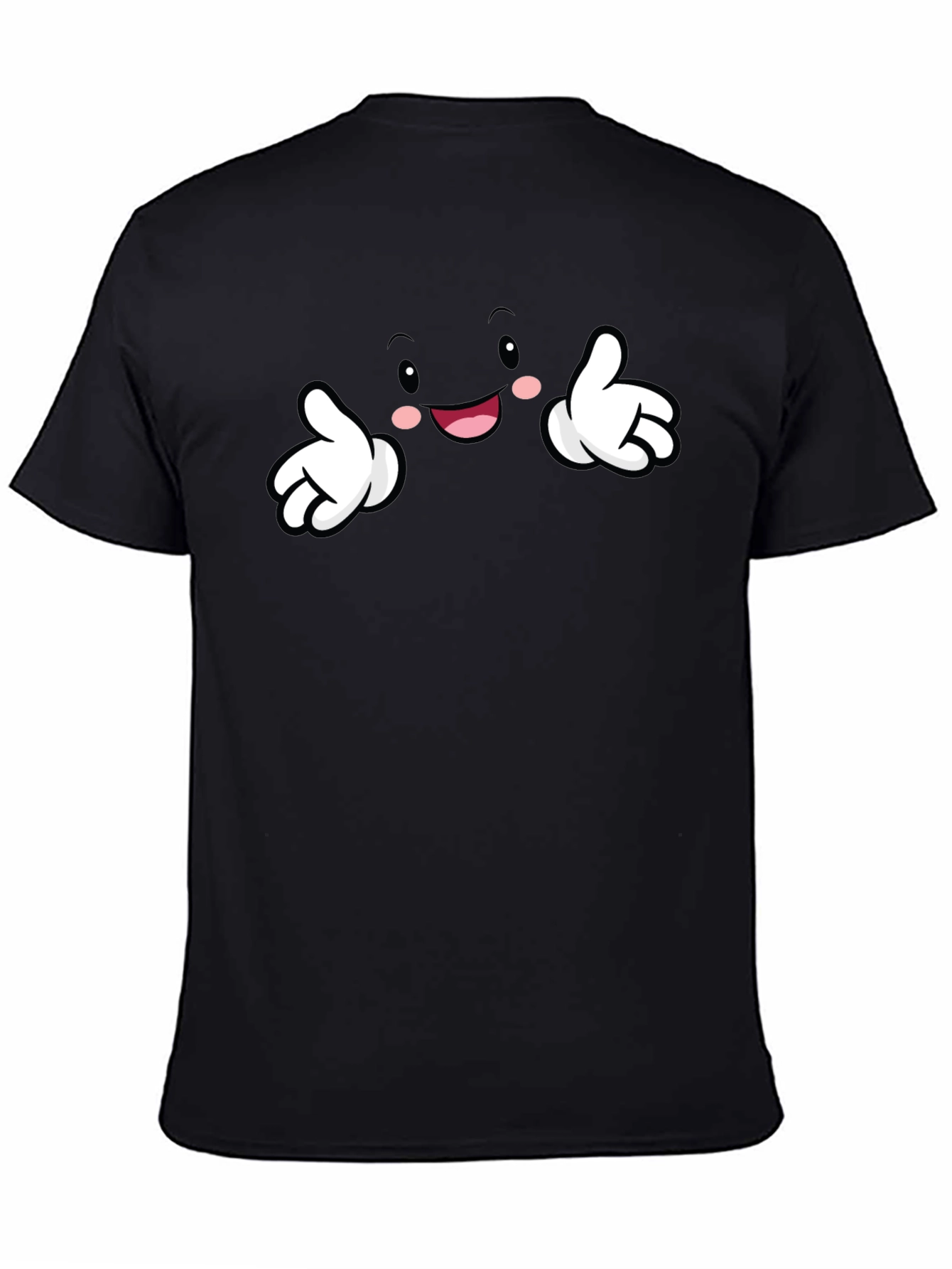 Black Funny Cartoon Face Black T-Shirt view 4