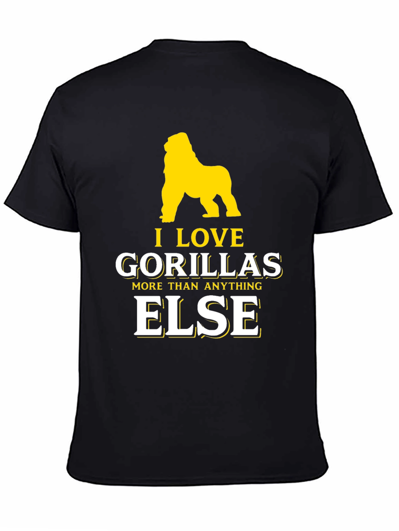 Black I Love Gorillas Graphic T-Shirt - Unique Design view 4