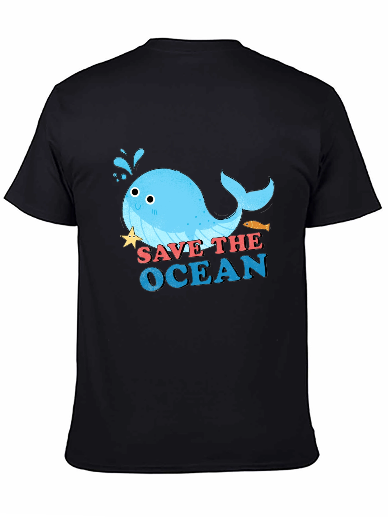 Black Save the Ocean Graphic Tee - Cute Whale Design view 4