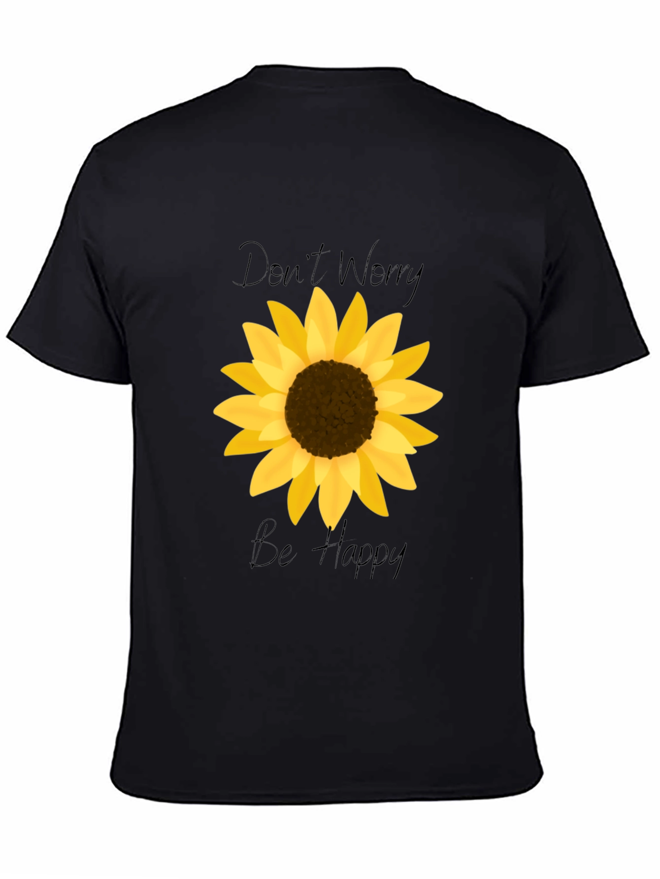 Black Don't Worry Be Happy Sunflower Graphic Tee view 4