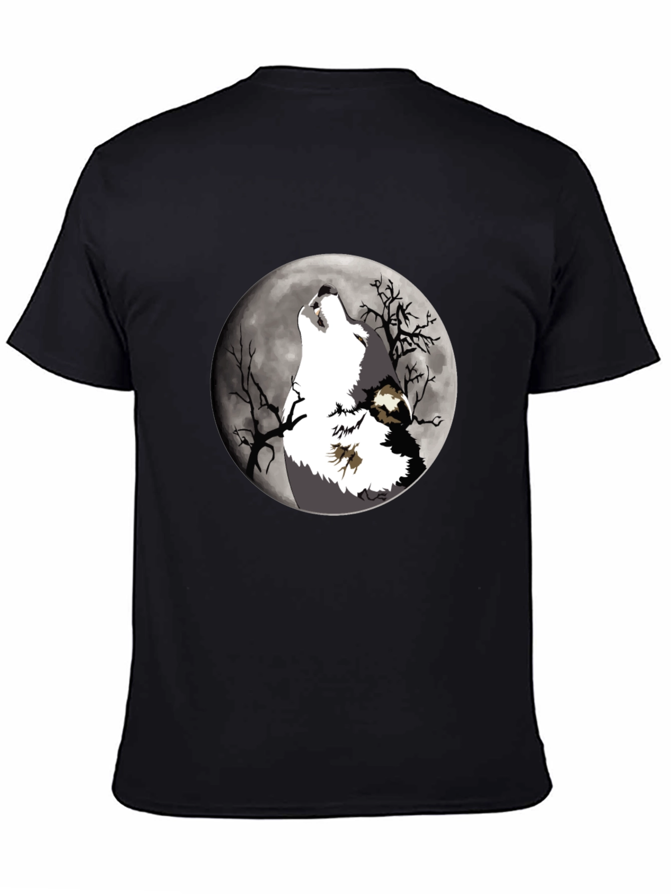 Black Wolf Howling at Moon Graphic T-Shirt view 4