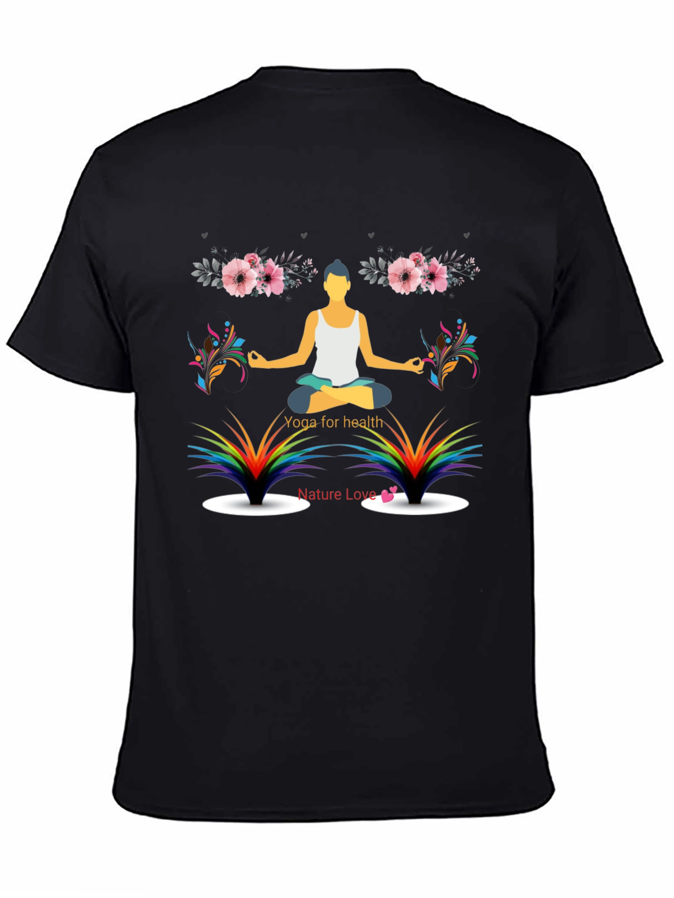 Black Yoga for Health Men's Black Graphic T-Shirt view 4