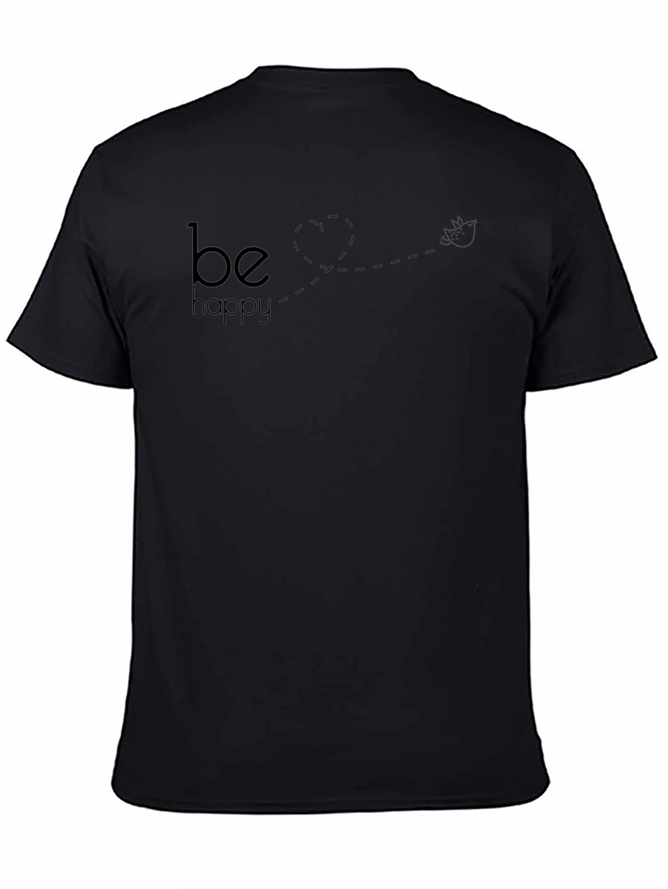 Black Be Happy Graphic Tee - Minimalist Design, Soft Comfort view 4