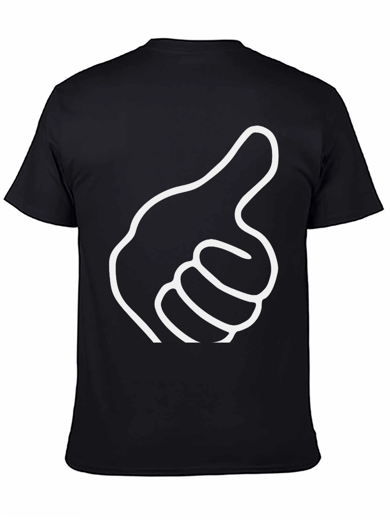 Black Thumbs Up Graphic Tee - Black Cotton Casual T-Shirt view 4