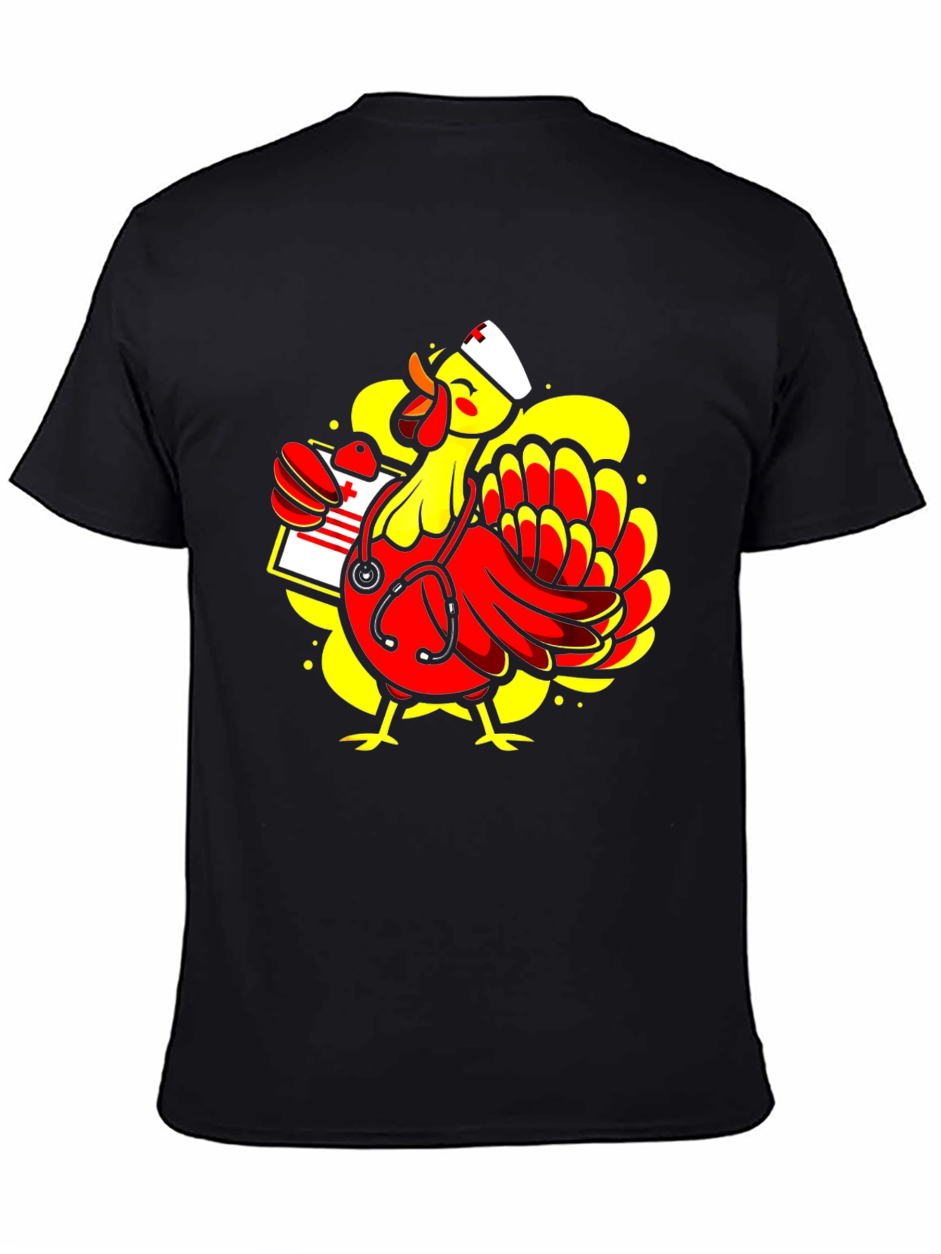 Black Nurse Chicken T-Shirt - Funny Animal Tee view 4