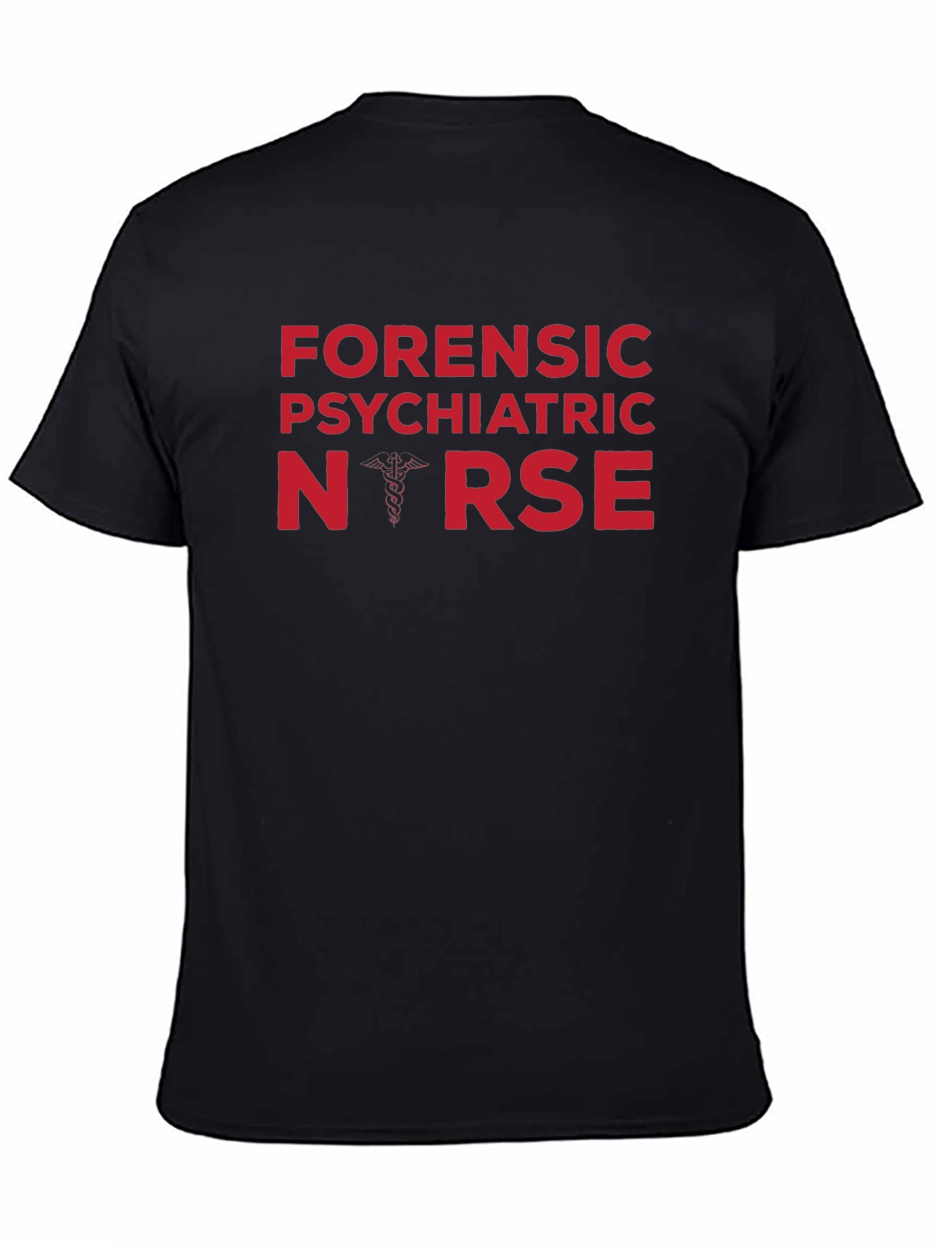 Black Forensic Psychiatric Nurse T-Shirt - Caduceus Design view 4