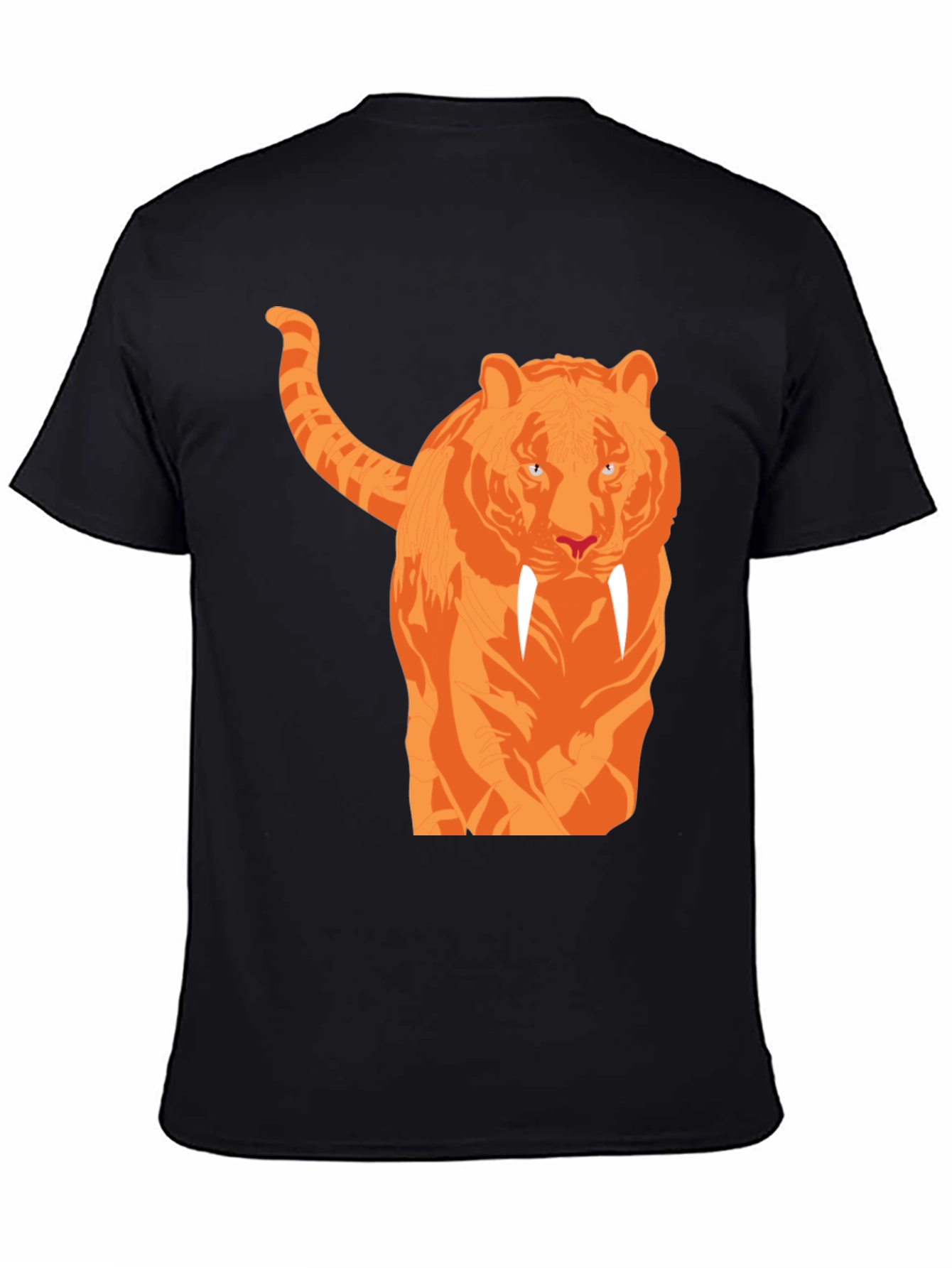 Black Cool Tiger Graphic Black T-Shirt view 4