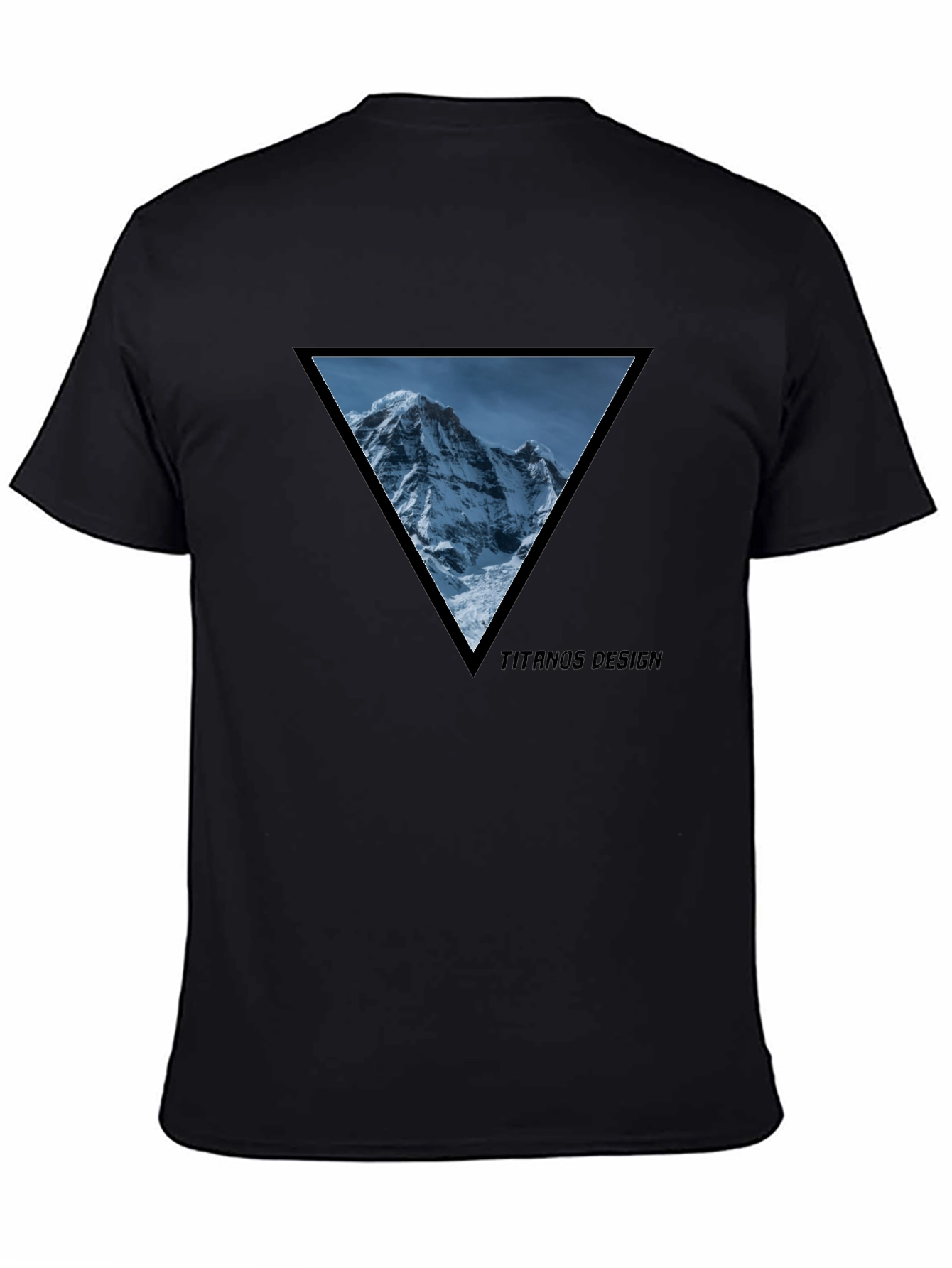 Black Mountain Peak Triangle Tee - Black Cotton Graphic T-Shirt view 4