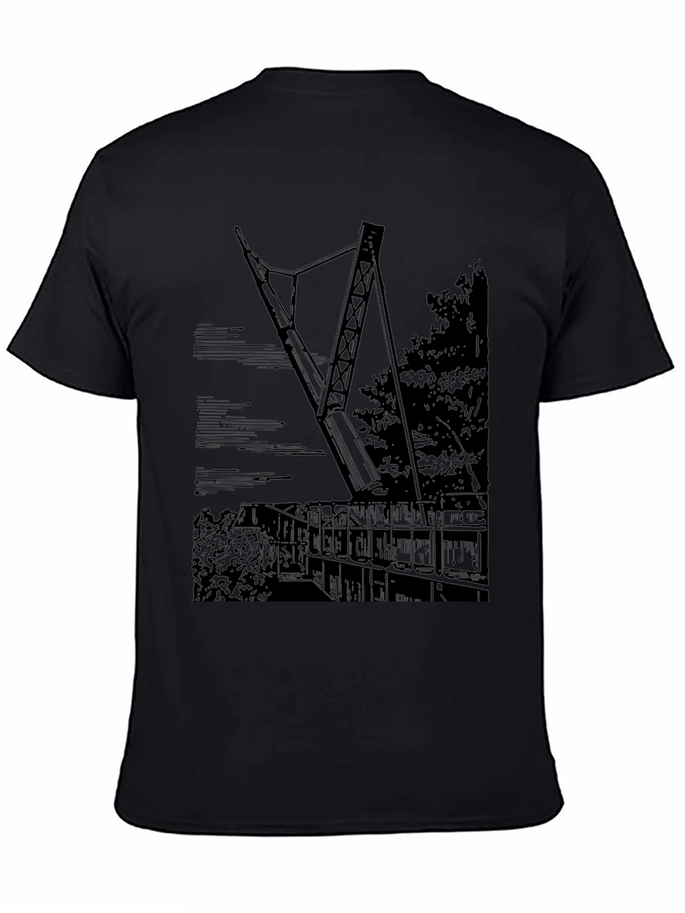 Black Black T-Shirt with Bridge Print view 4