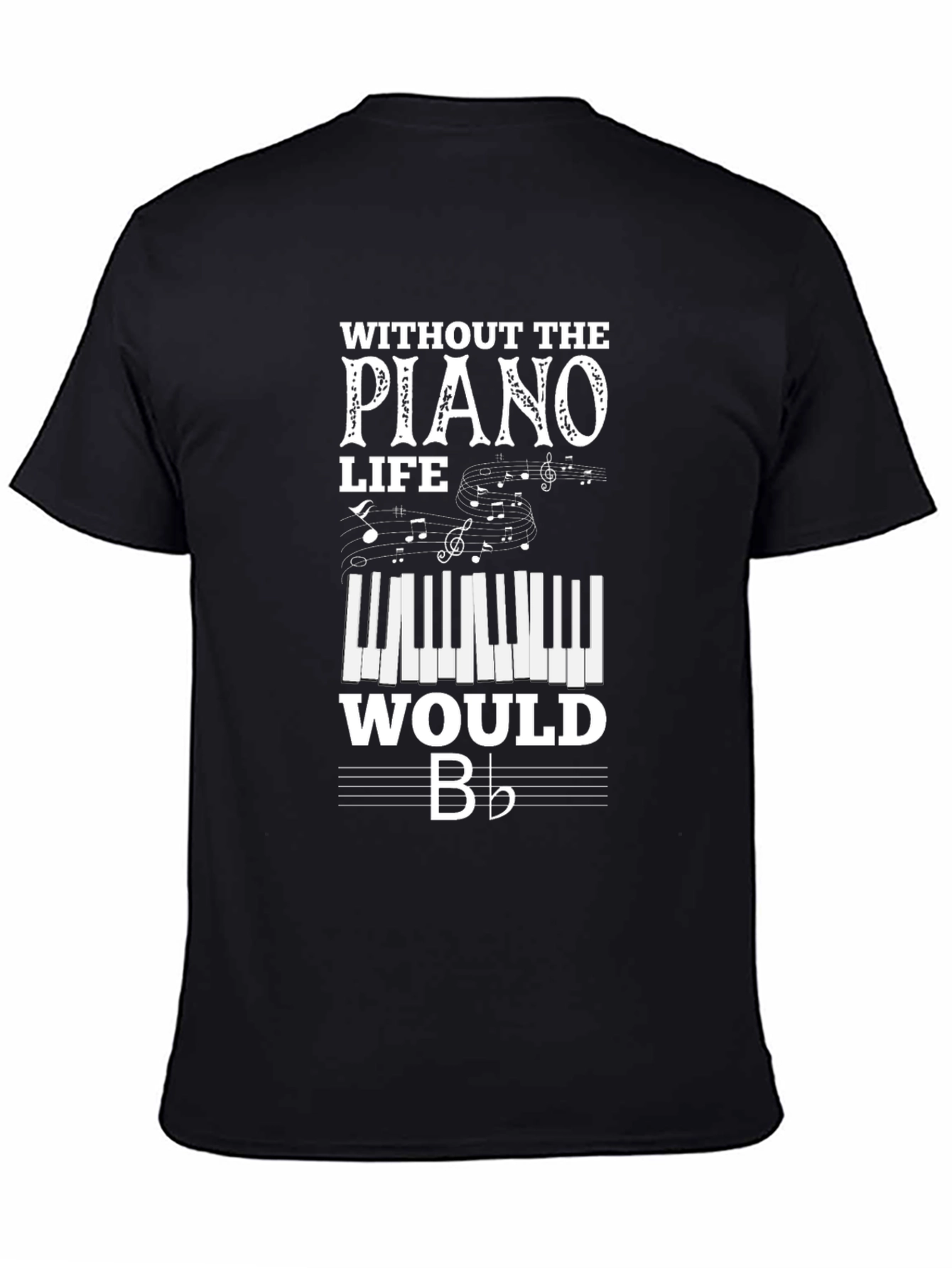 Black Piano Life T-Shirt - Music Lover Tee view 4