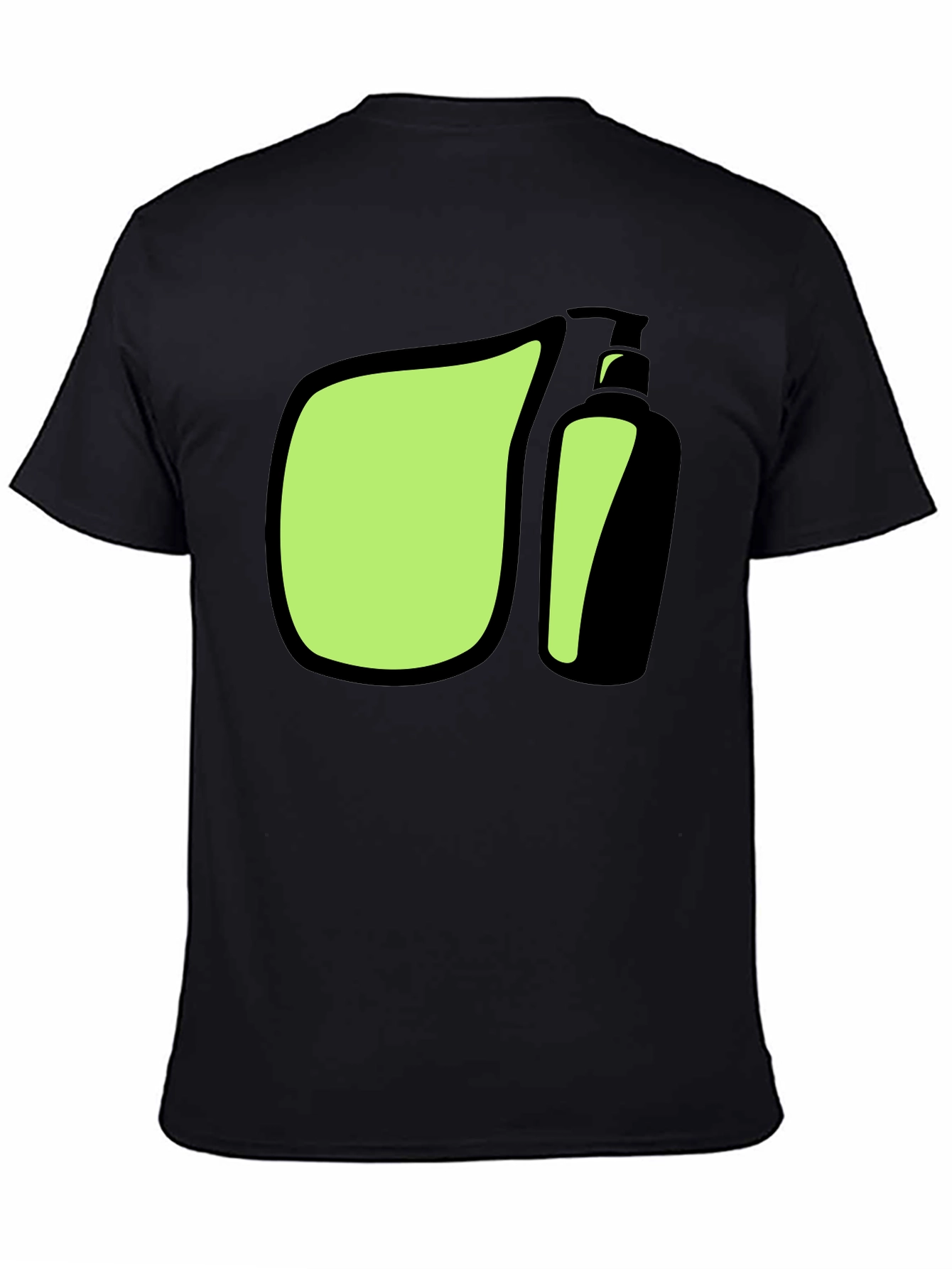 Black Modern Graphic Tee - Green and Black Design view 4