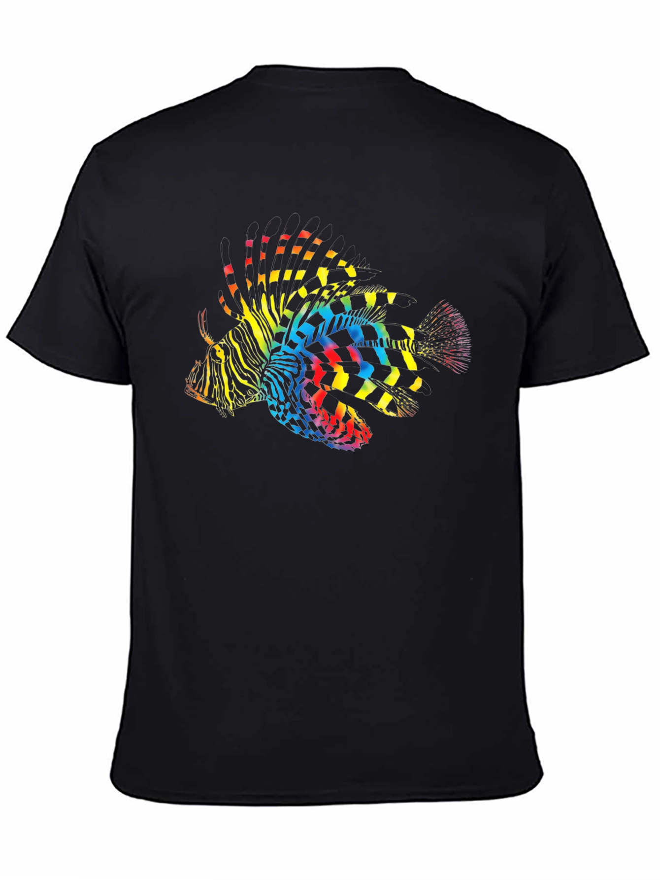 Black Rainbow Lionfish Graphic Tee - Men's Black T-Shirt view 4