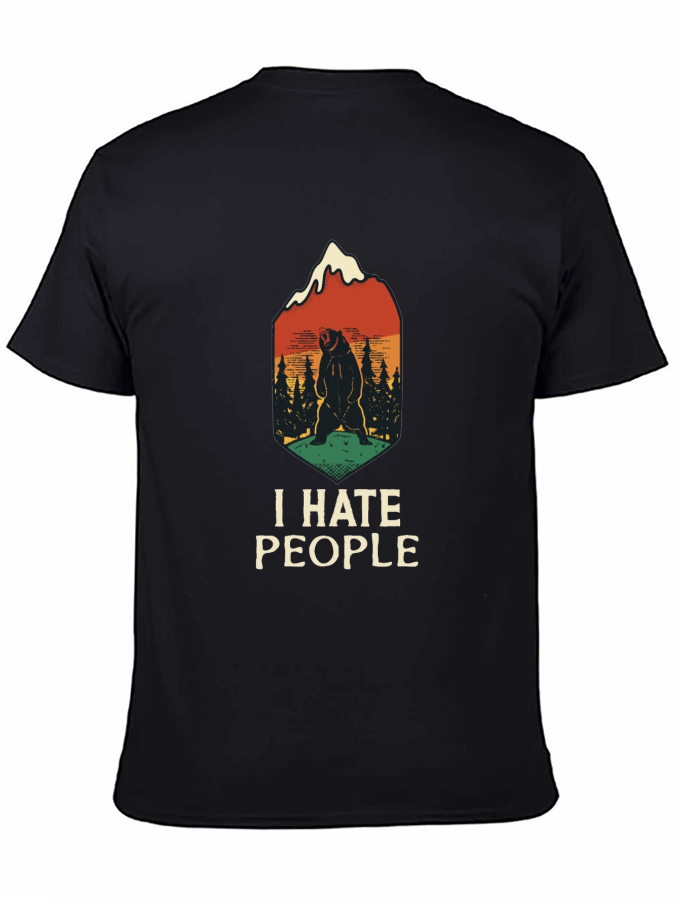 Black I Hate People Bear T-Shirt view 4