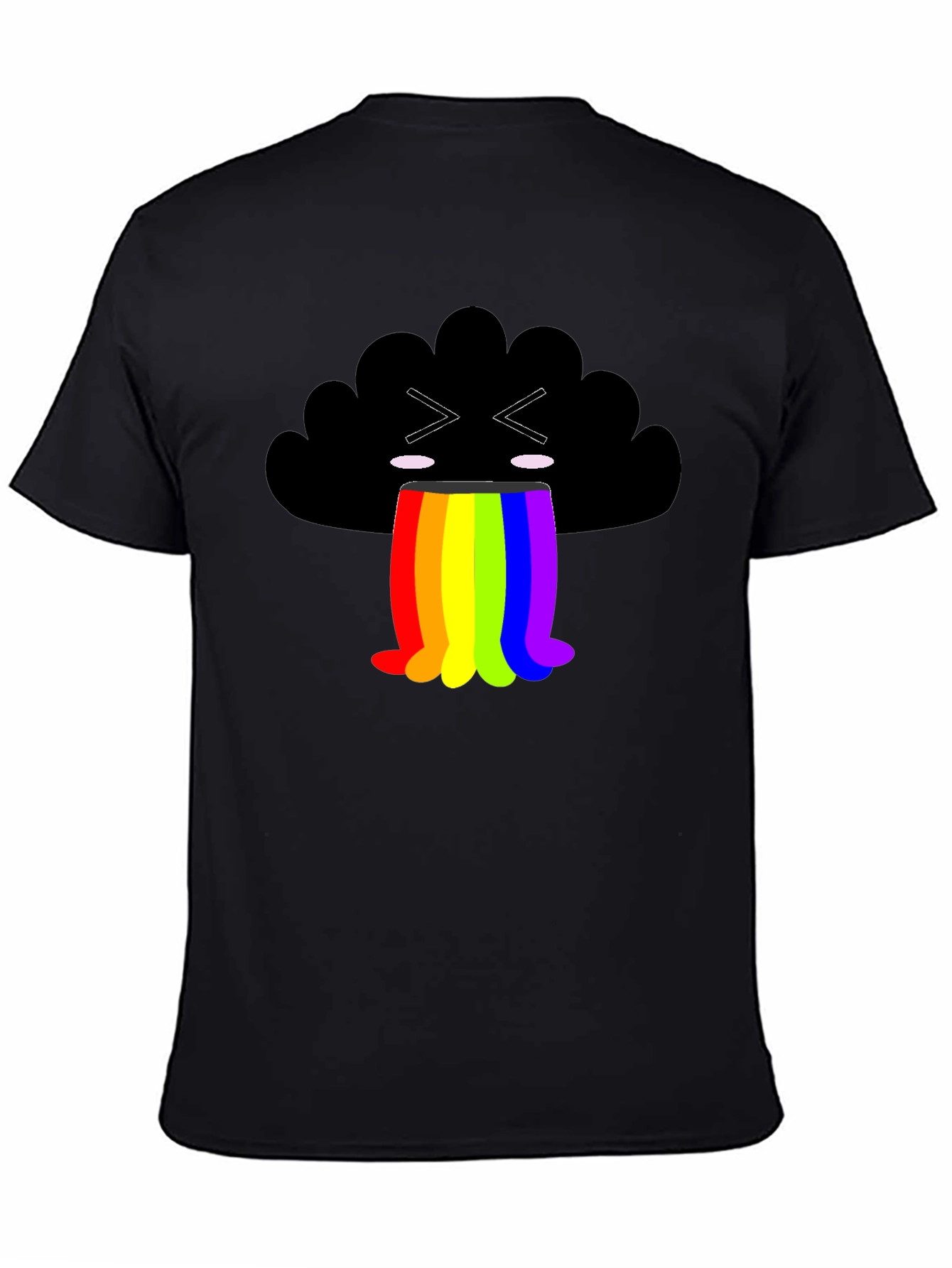 Black Rainbow Puke Cloud Graphic Tee - Soft Cotton Shirt view 4