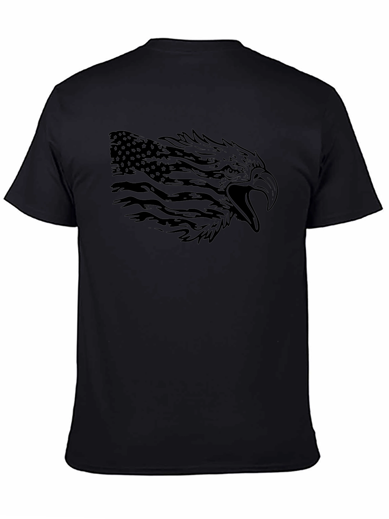 Black American Eagle Flag Graphic Black T-Shirt view 4