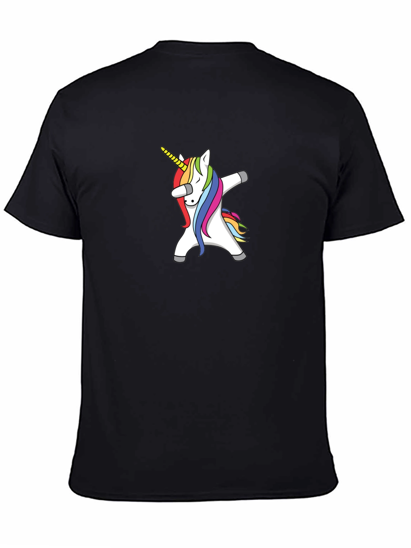Black Dabbing Unicorn Graphic Tee - Black Cotton Blend Shirt view 4