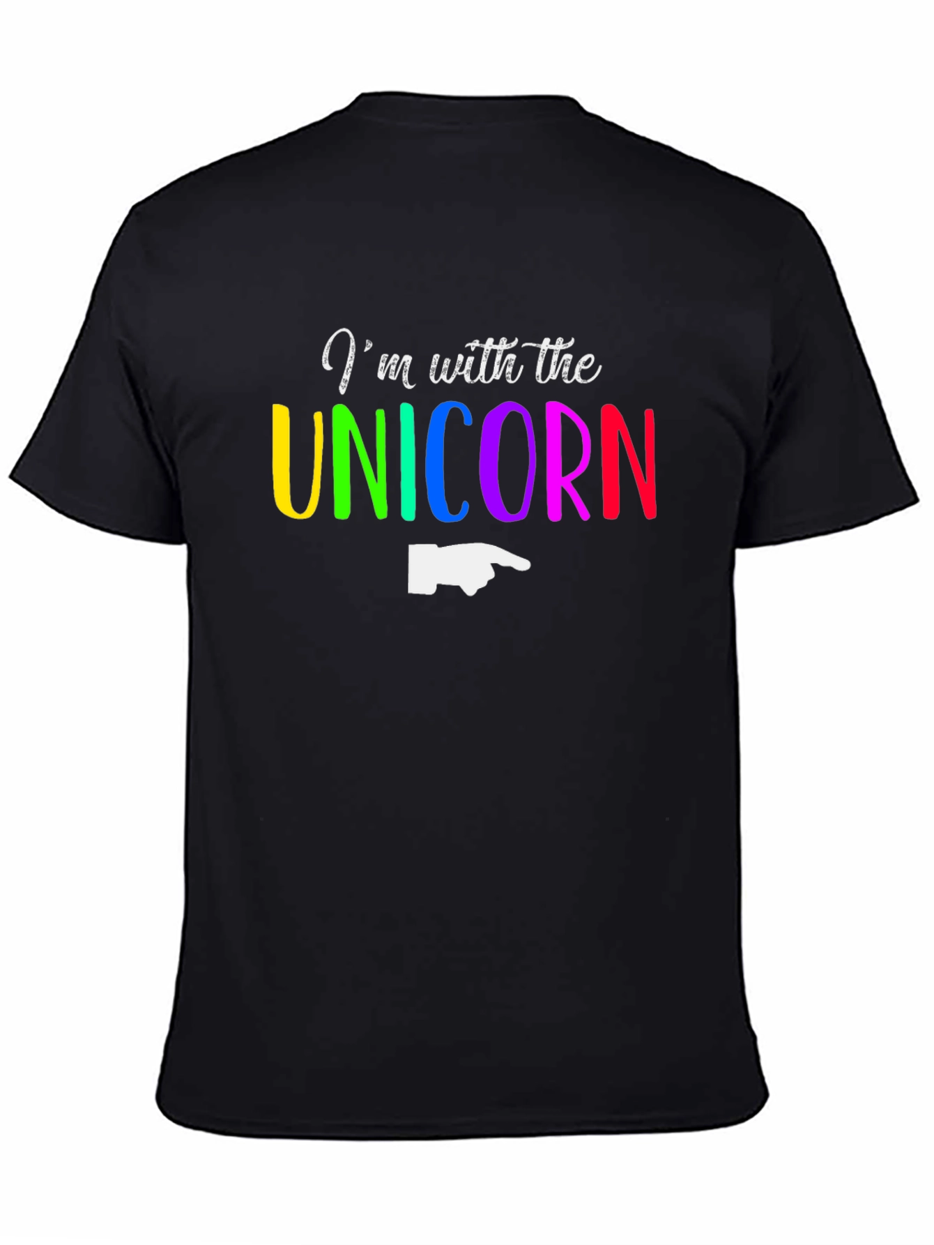 Black I'm with the Unicorn T-Shirt - Rainbow Novelty Tee view 4