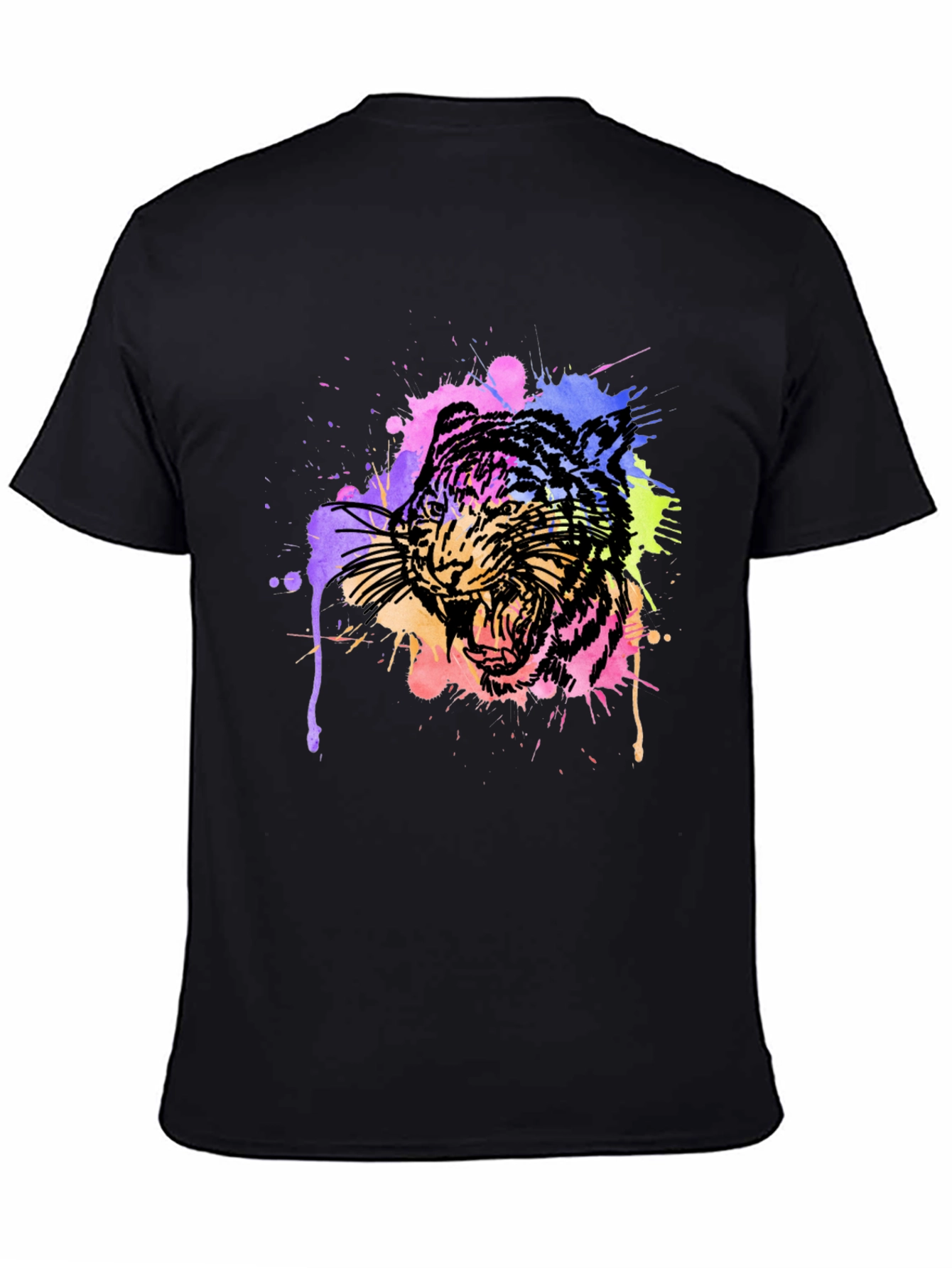 Black Watercolor Tiger Graphic Tee view 4