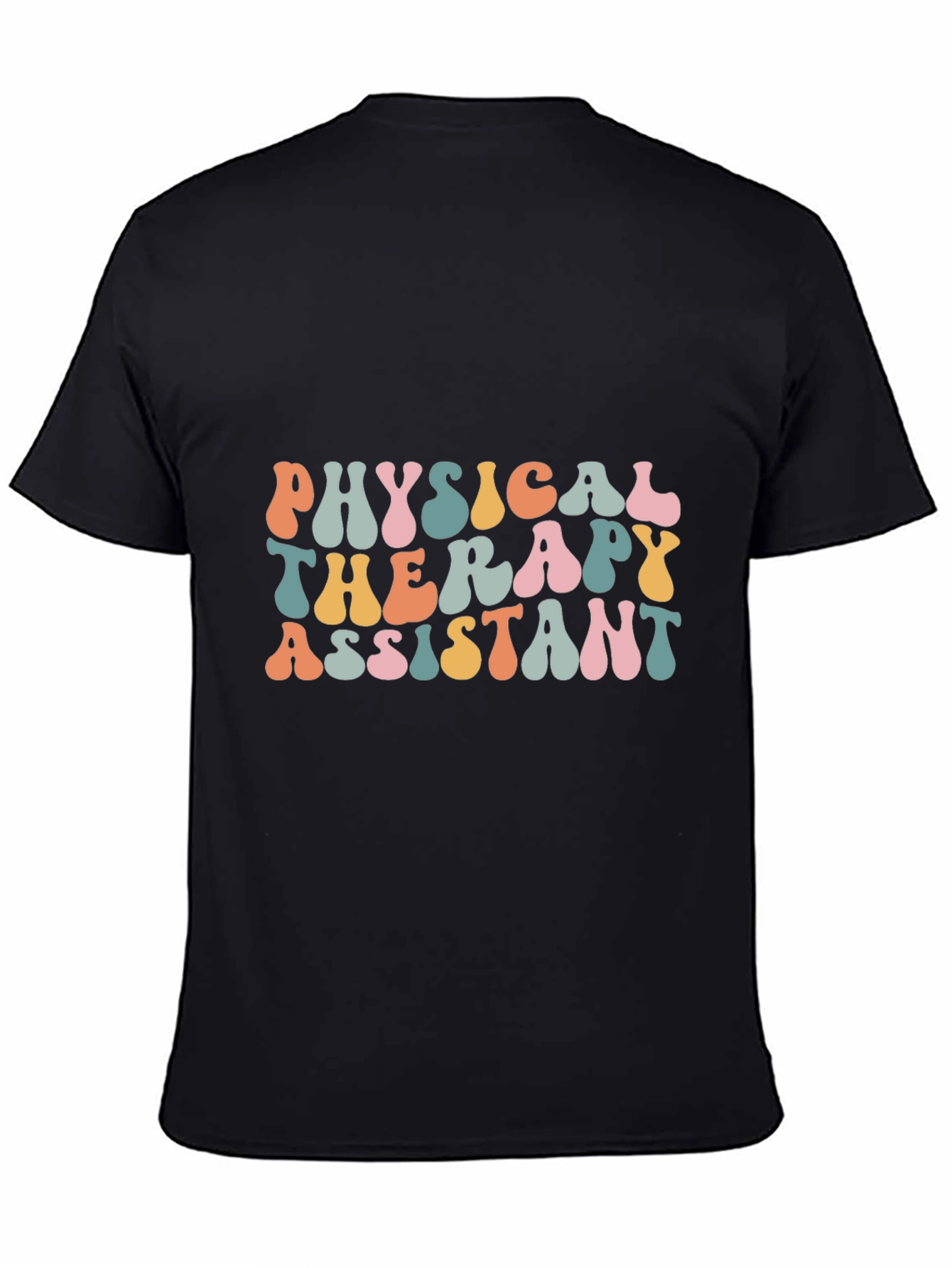 Black Physical Therapy Assistant Retro T-Shirt view 4