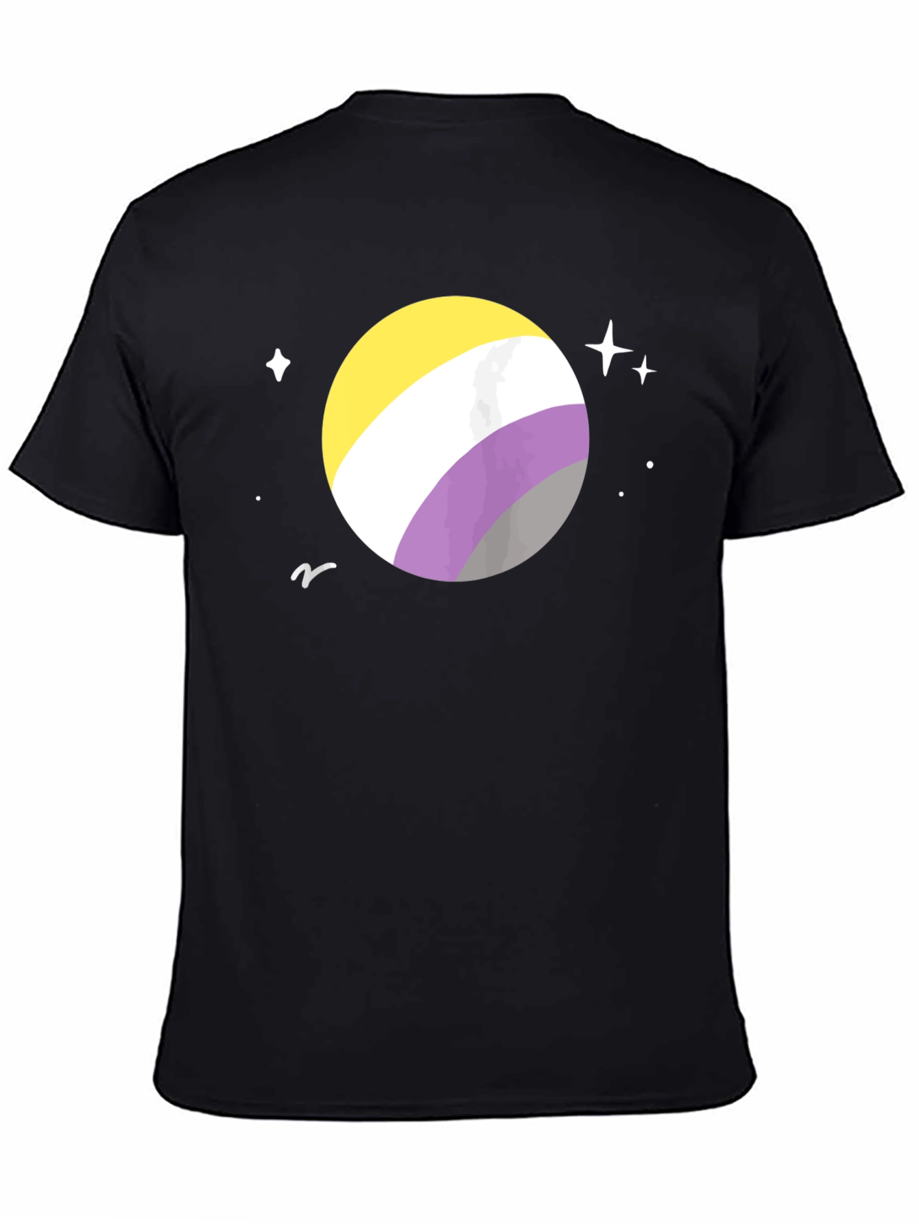 Black Nonbinary Pride Space T-Shirt - Black Cotton view 4
