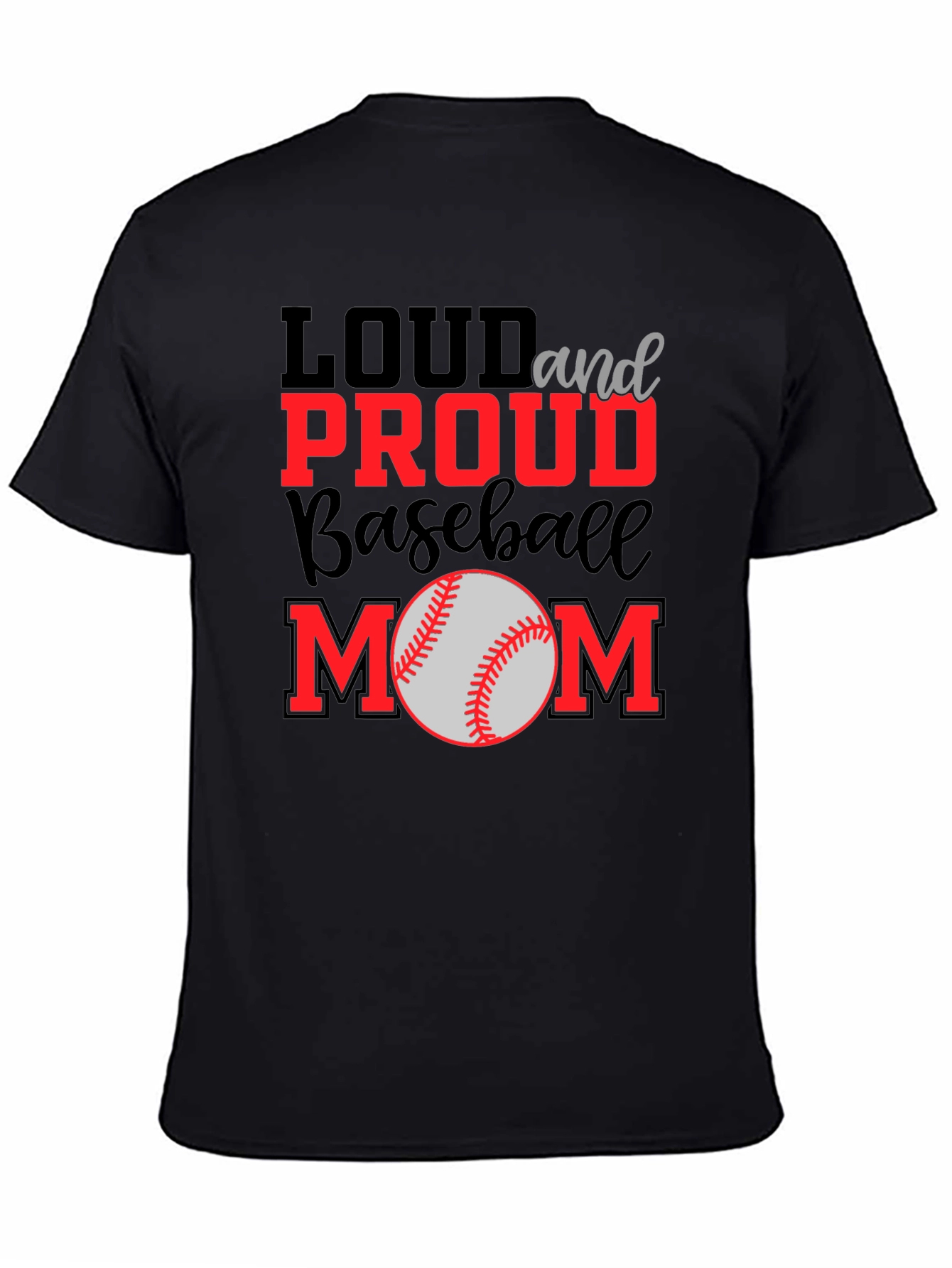 Black Loud and Proud Baseball Mom Graphic Tee view 4