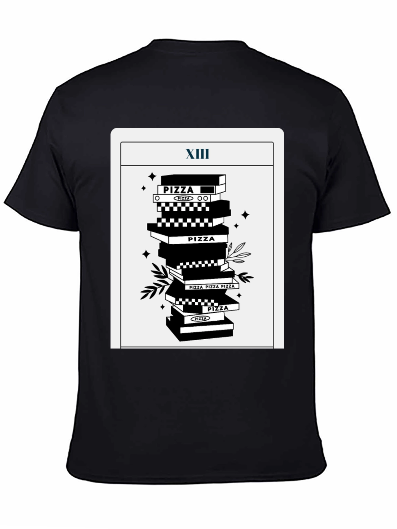 Black Pizza Tarot T-Shirt - Death Card Parody view 4