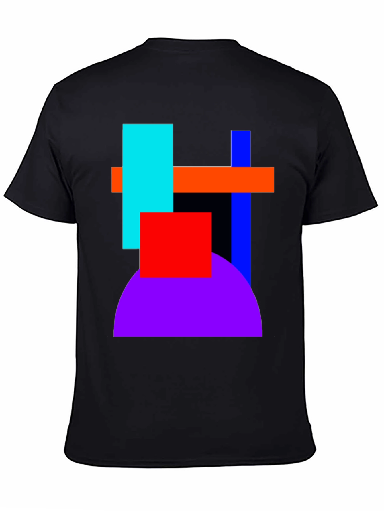 Black Abstract Geometric T-Shirt - Bold Color Block Design view 4