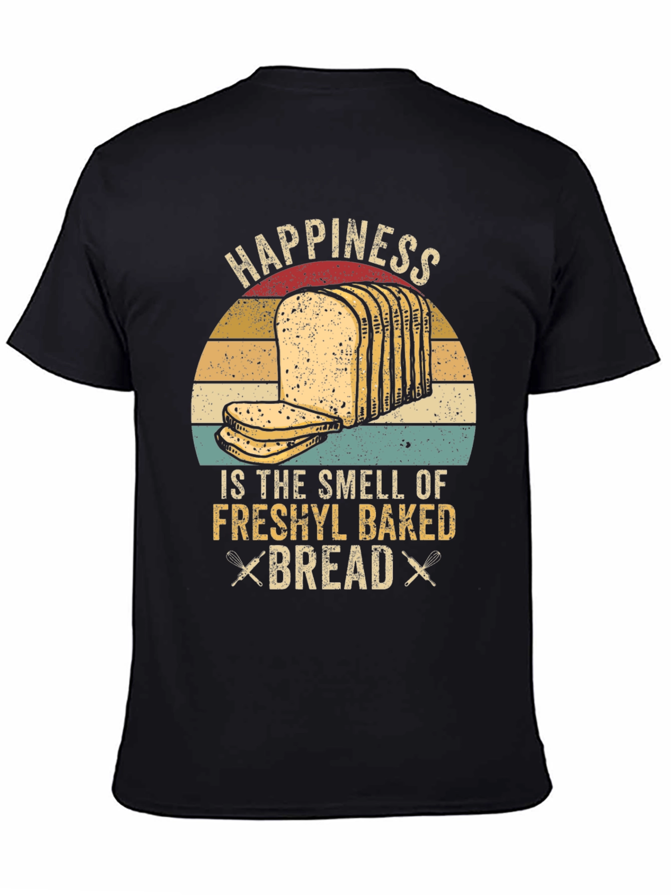 Black Happiness Smell Bread T-shirt view 4
