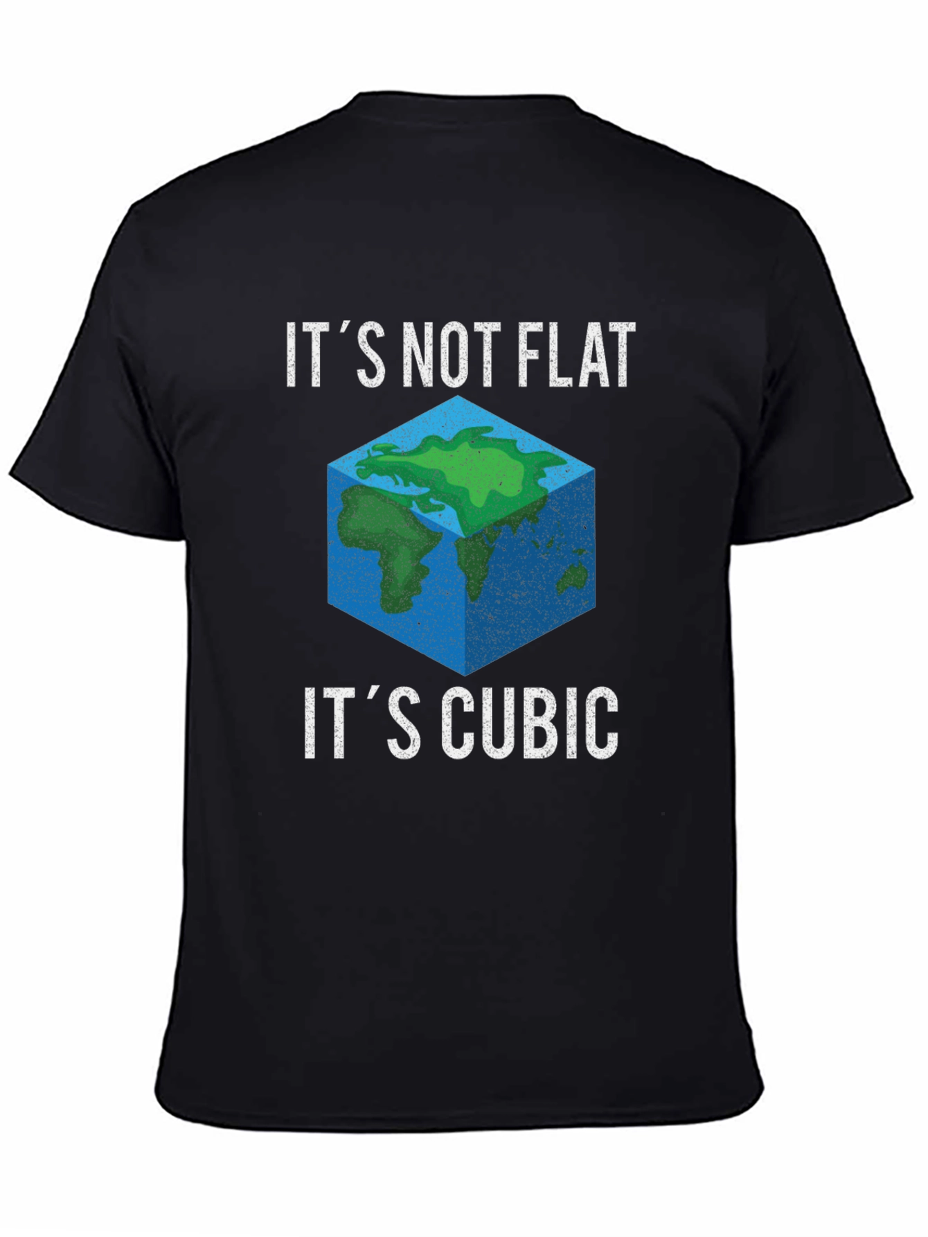 Black Cubic Earth Graphic Tee - Funny Flat Earth Alternative view 4