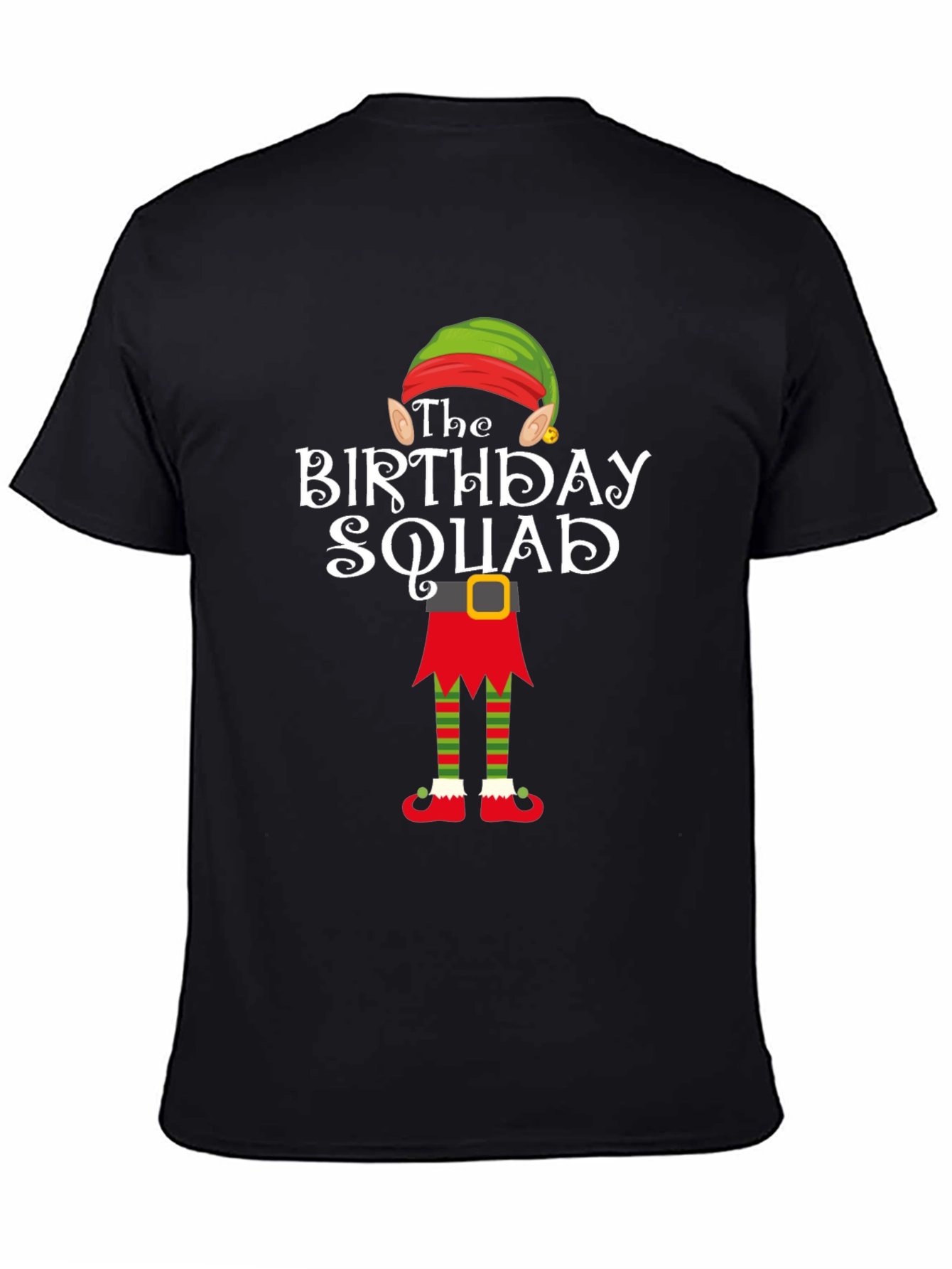 Black Birthday Squad Elf T-Shirt view 4